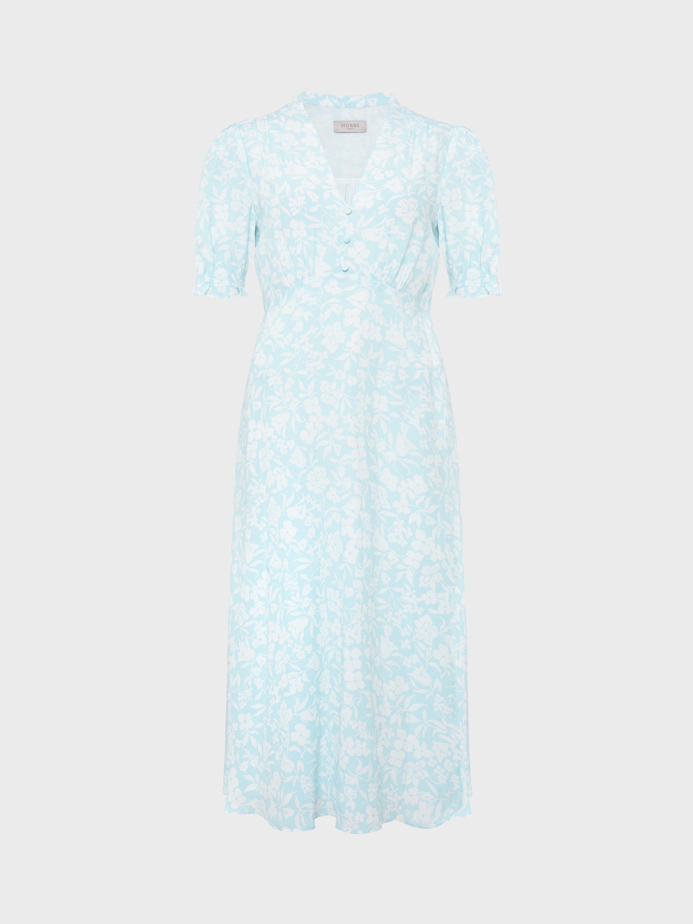 Product image 5 of 5, which shows Hobbs Helen Dress, Blue Ivory, 10