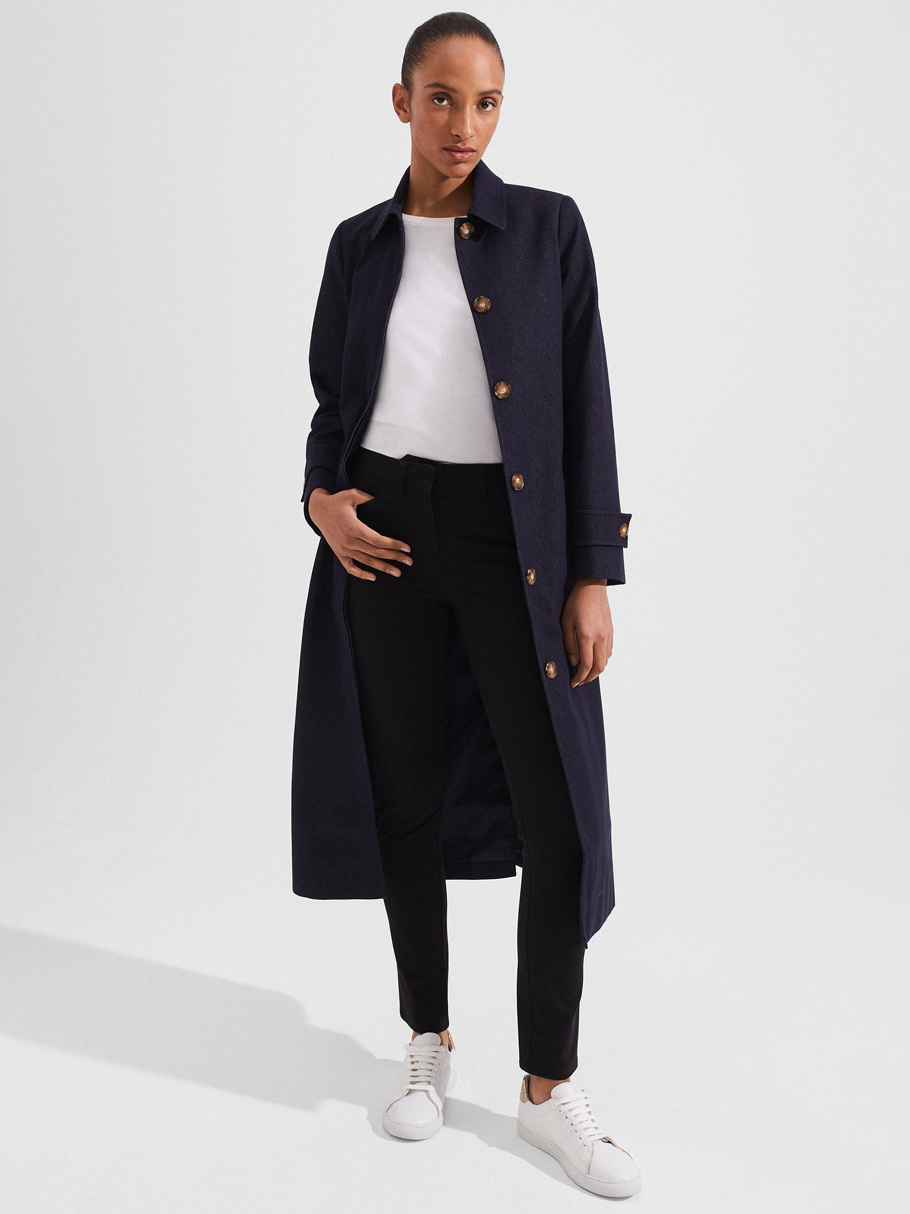 Hobbs Carrie Denim Trench Coat, Indigo