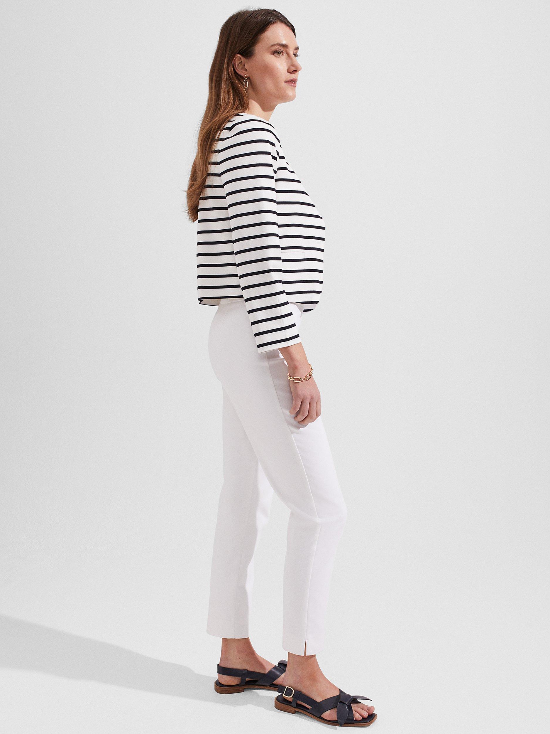 Product image 3 of 5, which shows Hobbs Kaya Capri Trousers, White, 10