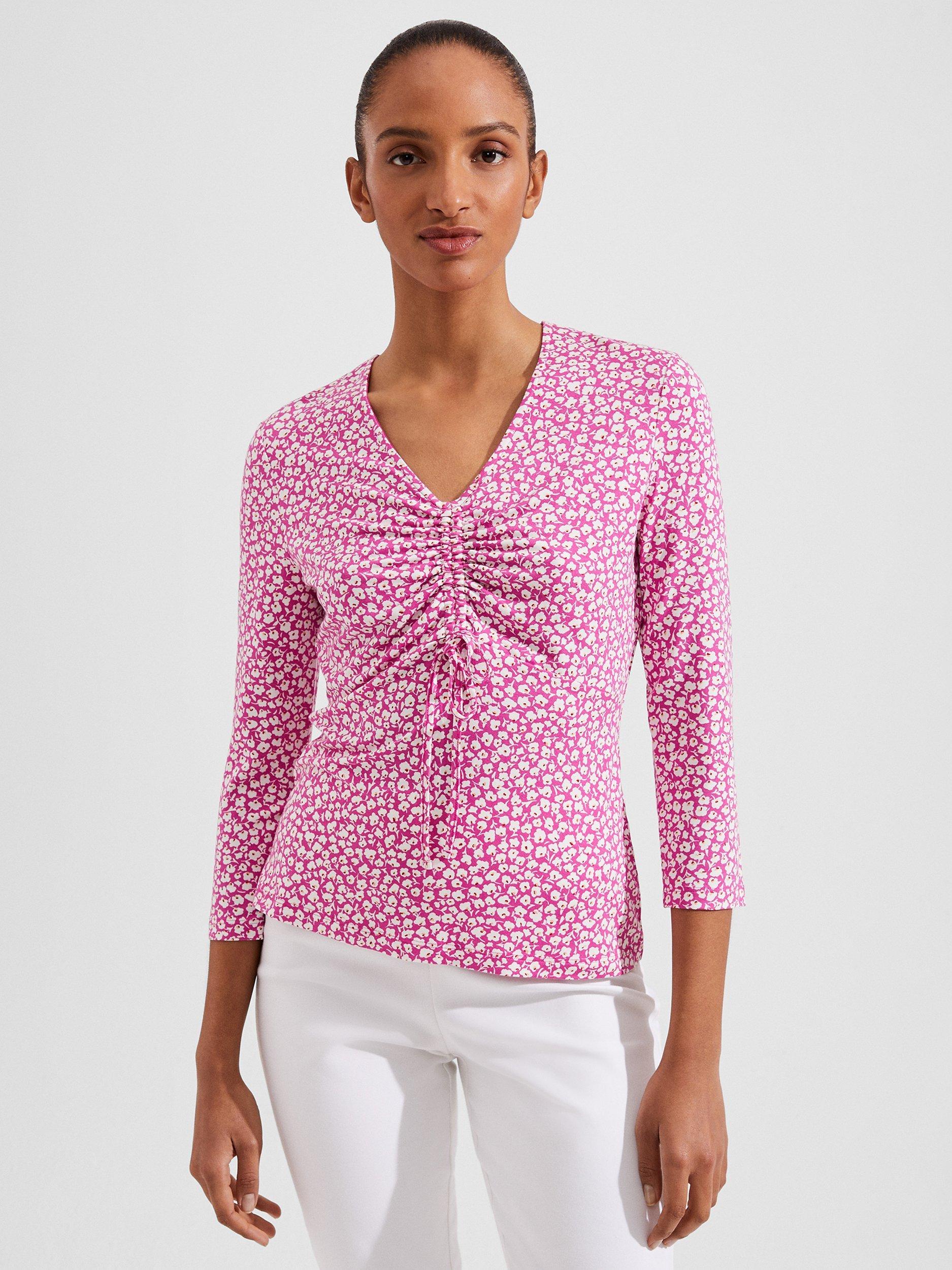 Hobbs Simmy Floral Print Top, Pink