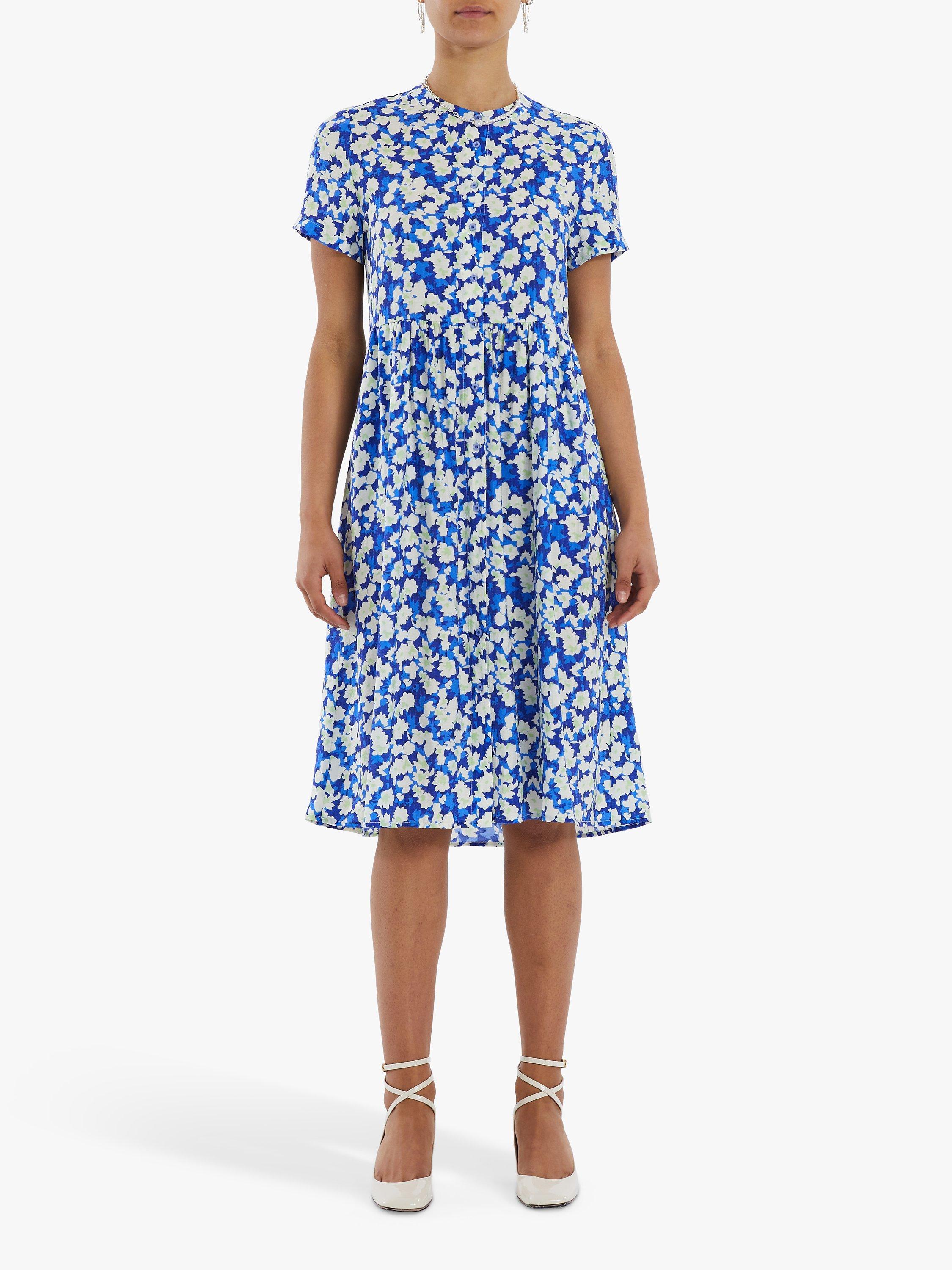 Lollys Laundry Aliya Flower Print Shirt Dress, Blue