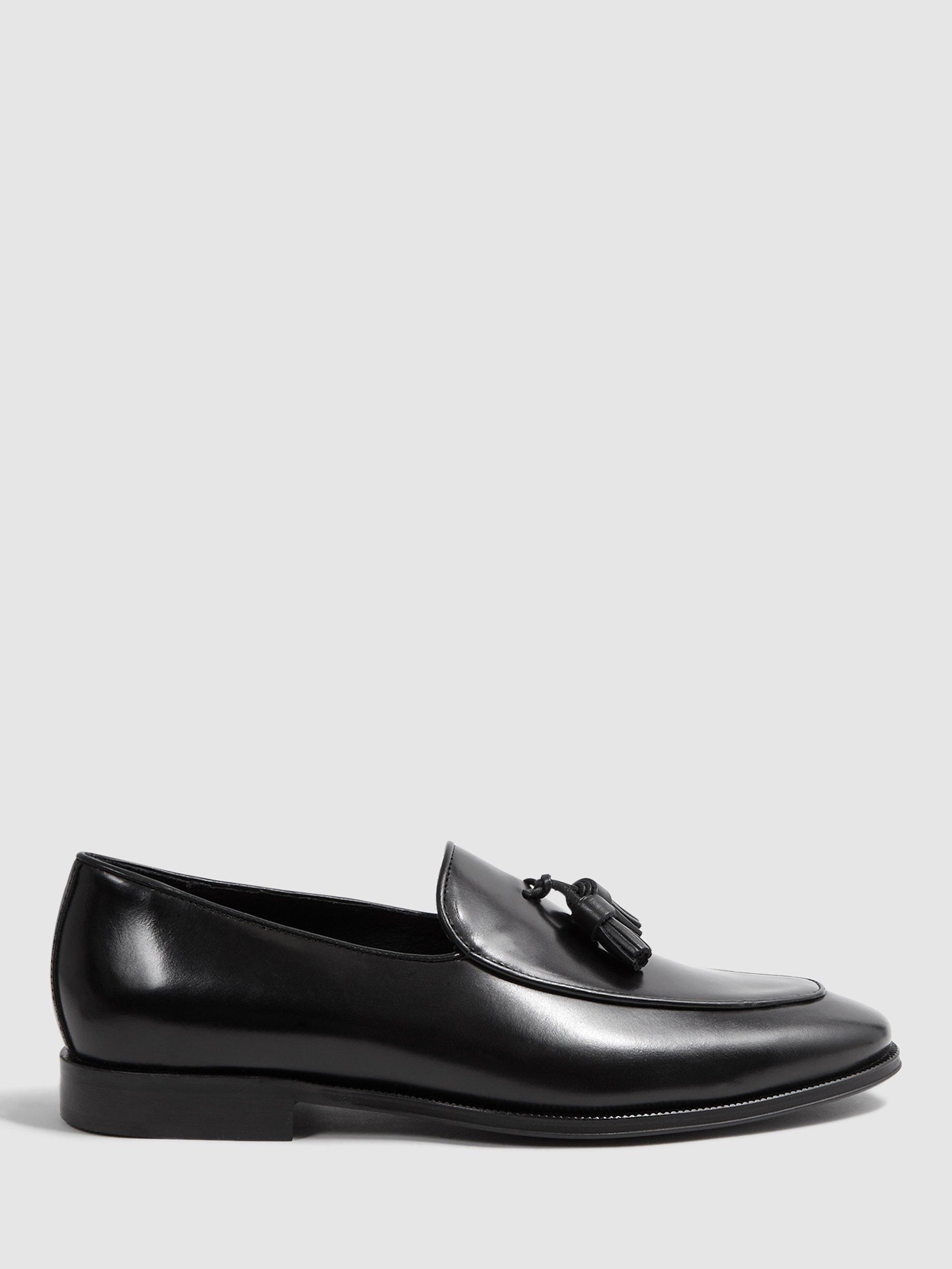 Reiss Windsor Cow Leather Tassel Loafers, Black