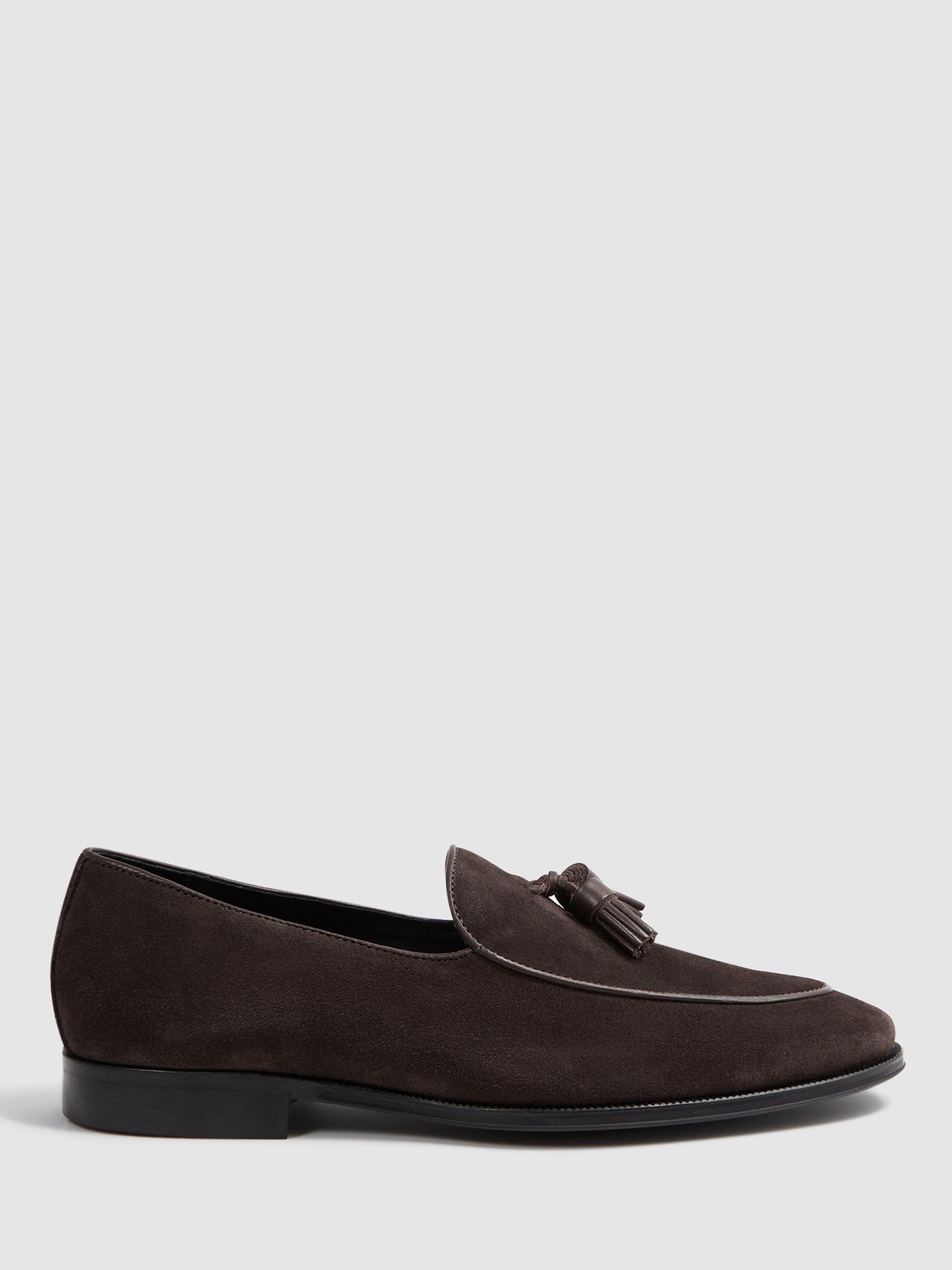 Reiss Windsor Cow Leather Tassel Loafers, Chocolate