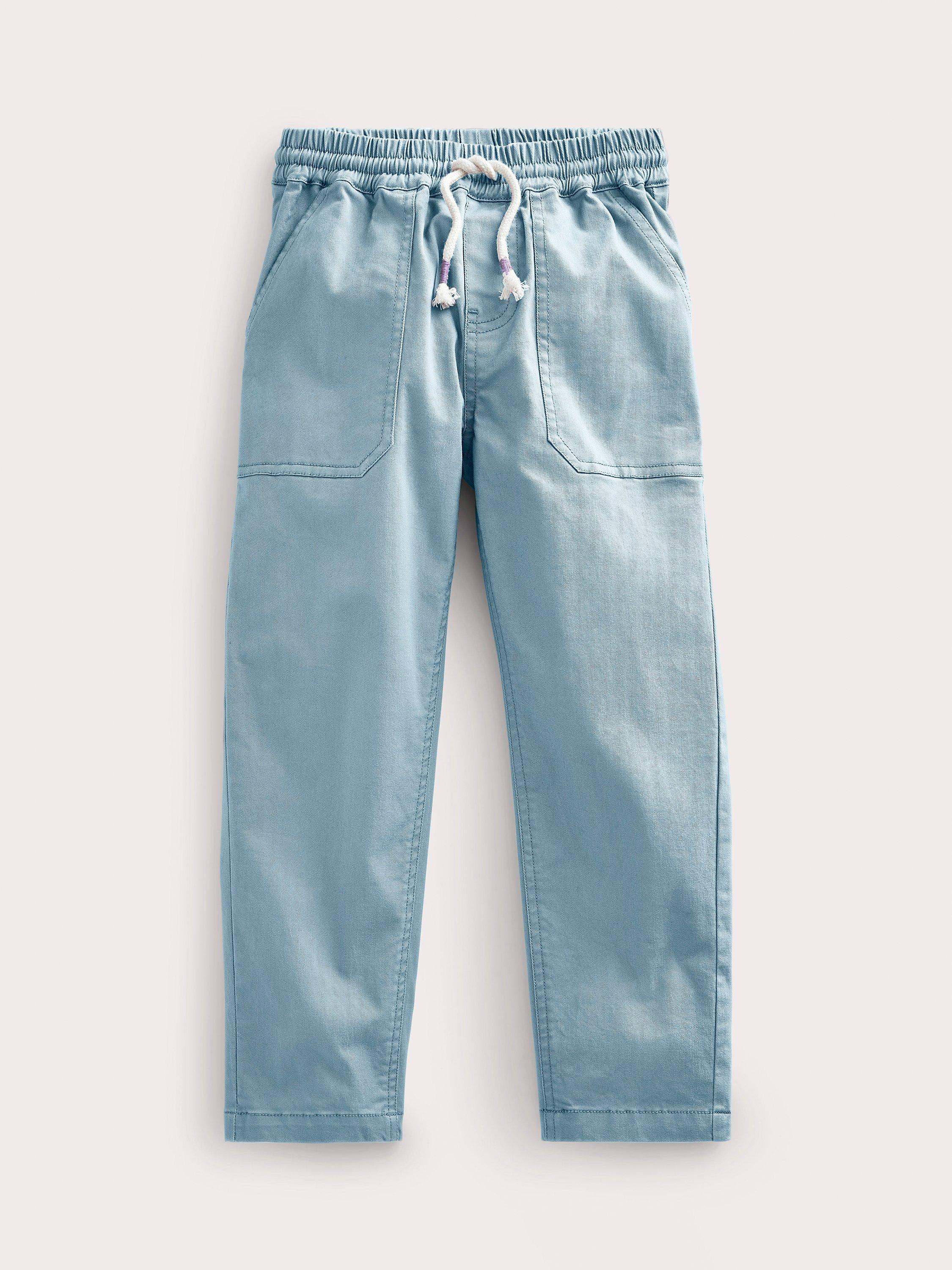 Mini Boden Kids' Pull-On Twill Trousers, Soft Bluebell