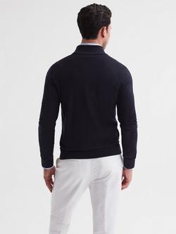 Reiss Hampshire Long Sleeve Merino Zip Jacket - view 2, Navy