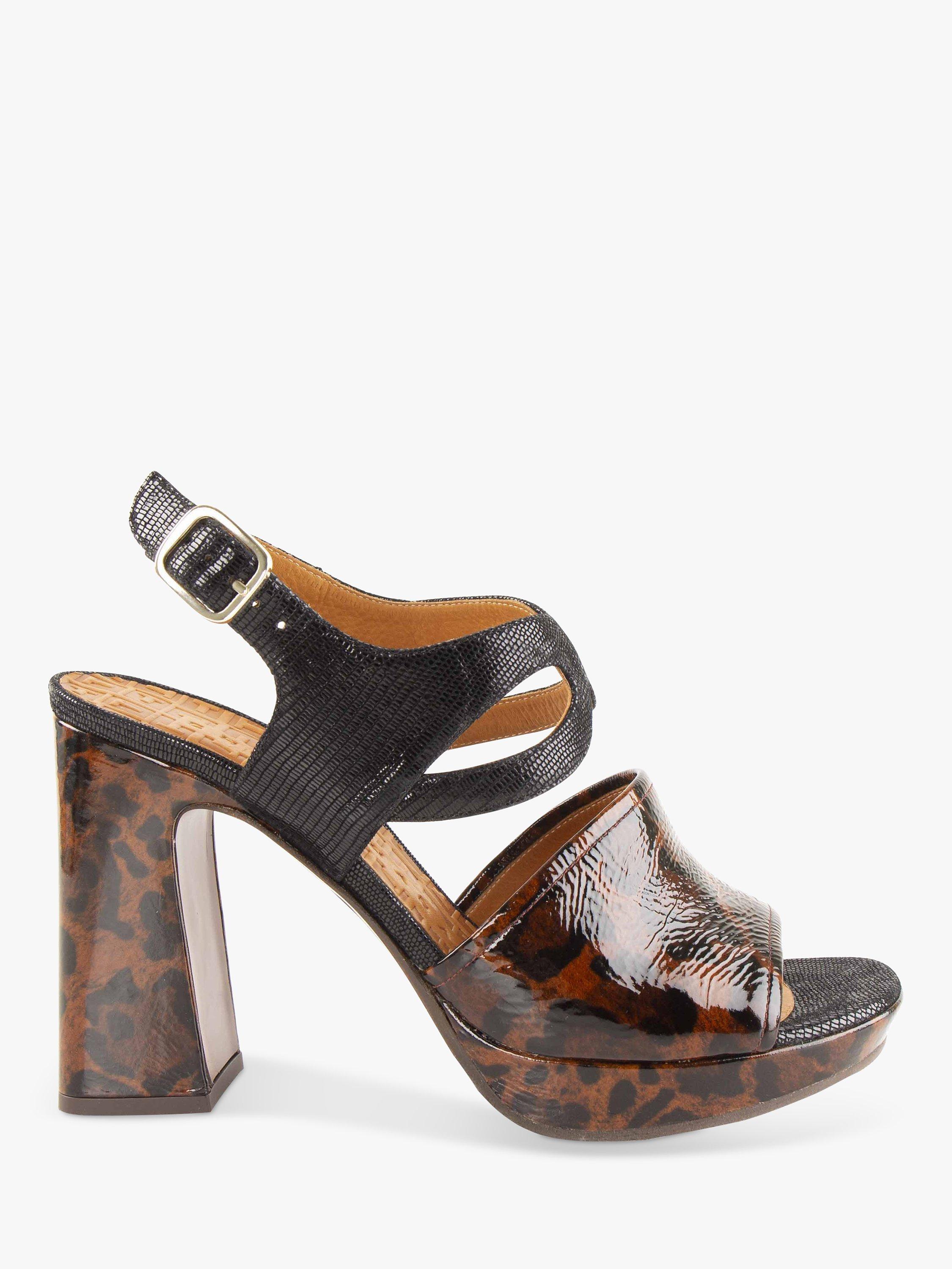 Chie Mihara Ute Leather Platform Sandals, Black/Leopard