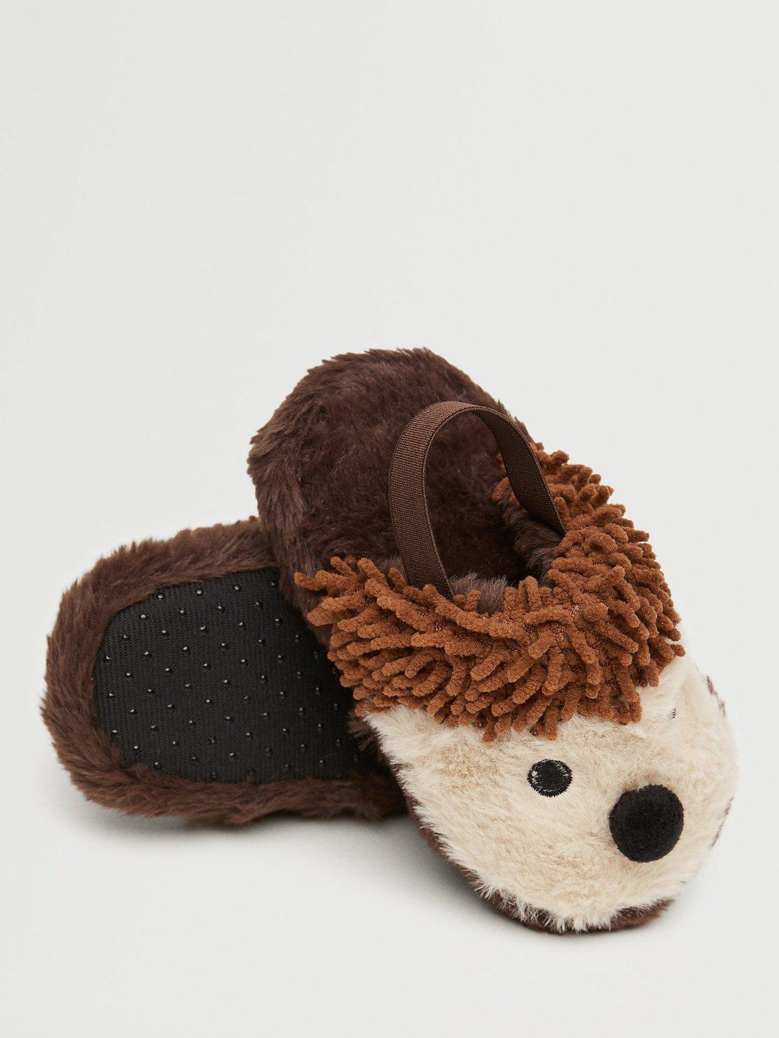 Product image 3 of 3, which shows Mango Kids' Elisa Hedgehog Slippers, Brown, 7 Jnr