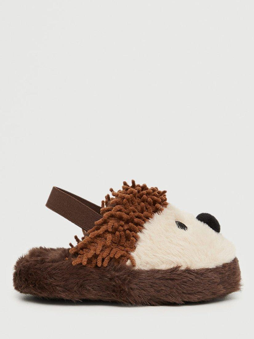 Product image 1 of 3, which shows Mango Kids' Elisa Hedgehog Slippers, Brown, 7 Jnr