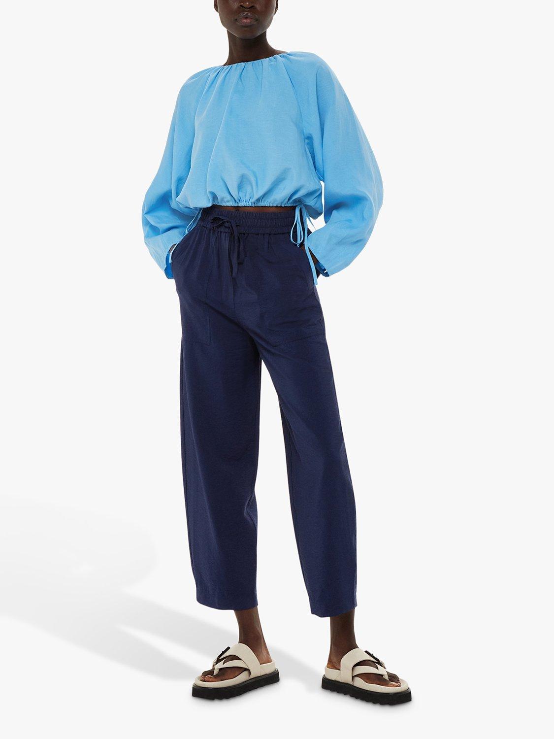 Whistles Tie Waist Nicola Trousers, Navy