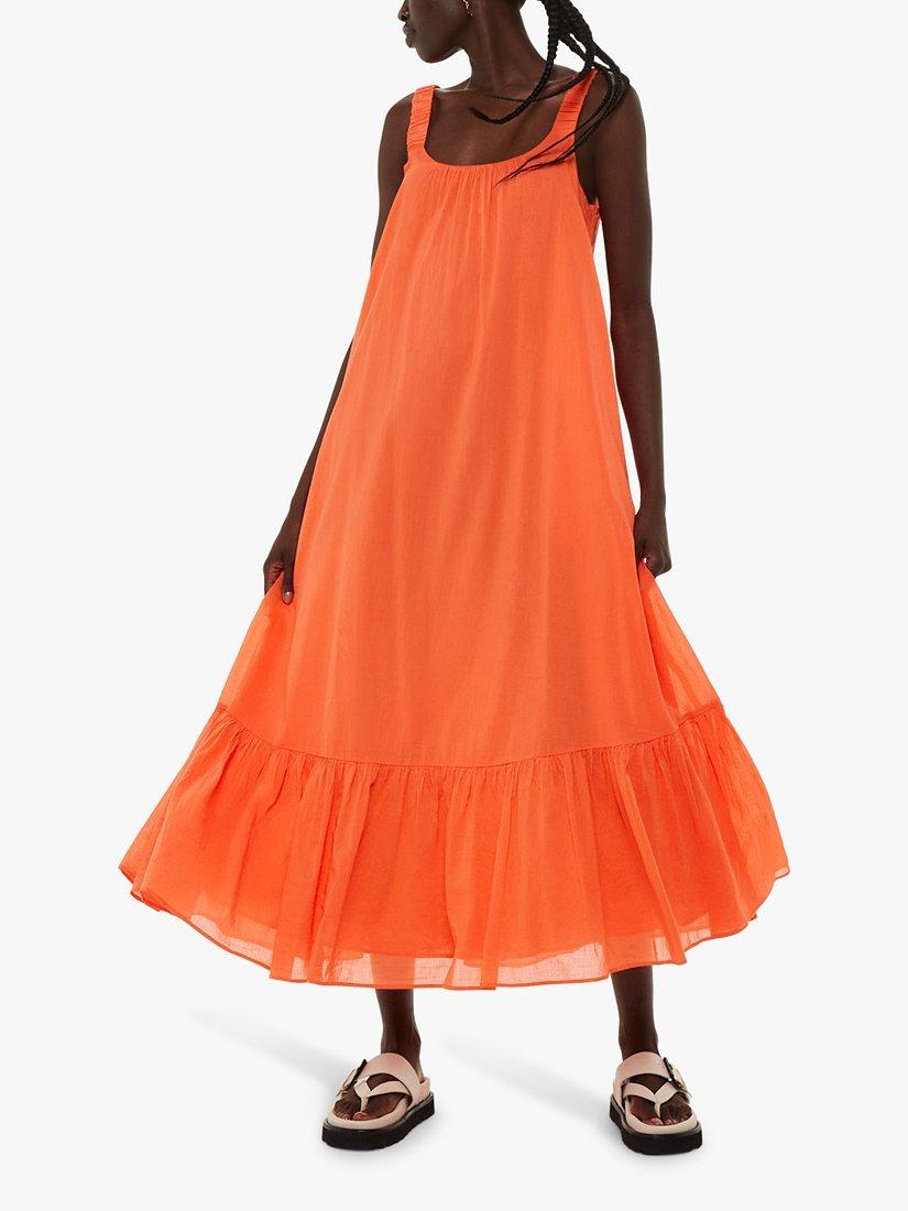 Whistles Rhea Trapeze Midi Dress Orange