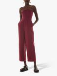 Whistles Bandeau Cropped Jumpsuit, Burgundy