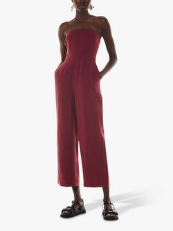 Whistles Bandeau Cropped Jumpsuit, Burgundy, Burgundy