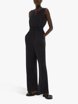 Whistles Petite Danny Linen Jumpsuit, Black, Black