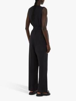 Whistles Danny Linen Jumpsuit, Black - view 2, Black