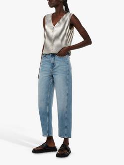 Whistles Button Up Stripe Rib Top, Ivory/Multi, Ivory/Multi