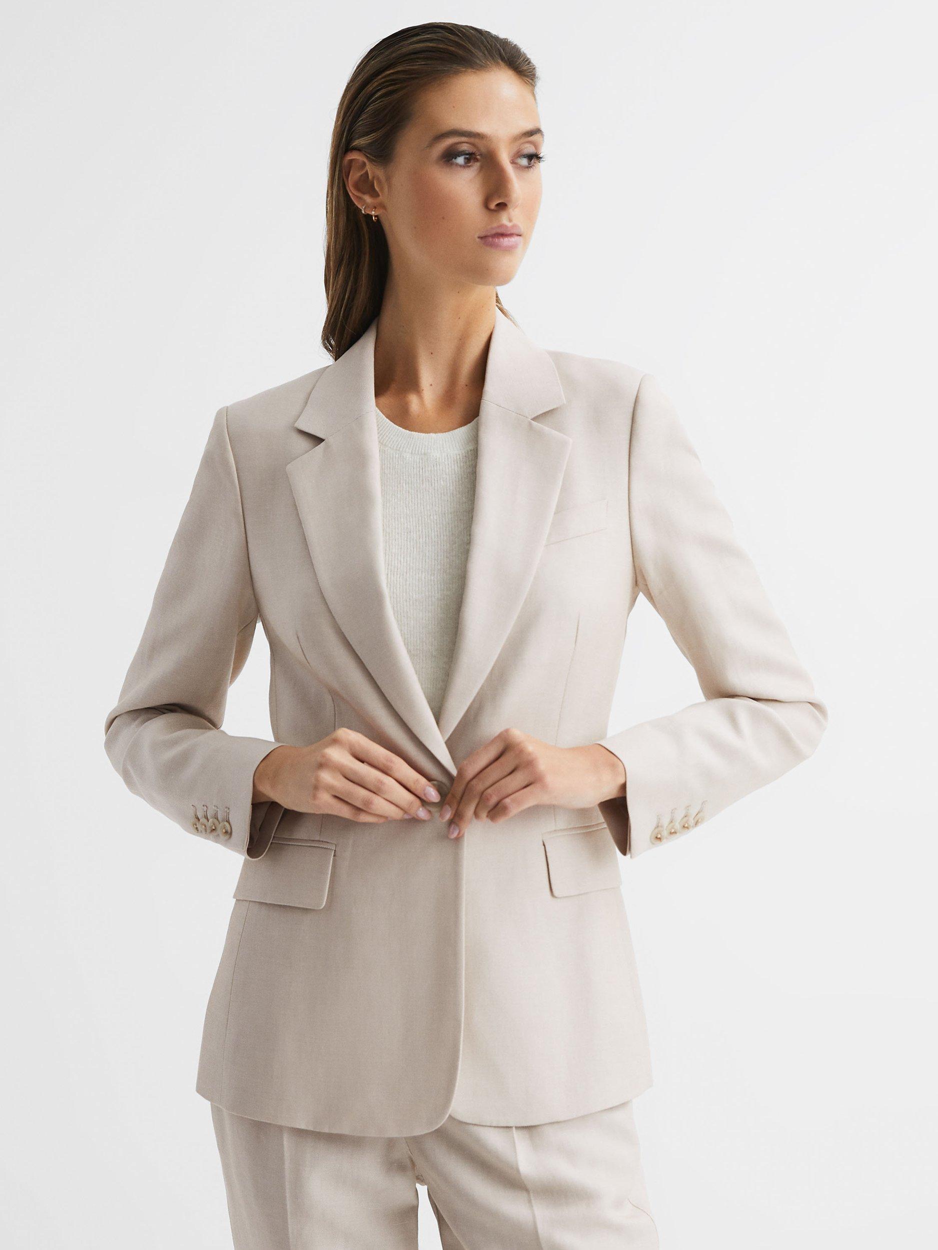 Reiss Shae Plain Linen Blend Blazer, Oatmeal