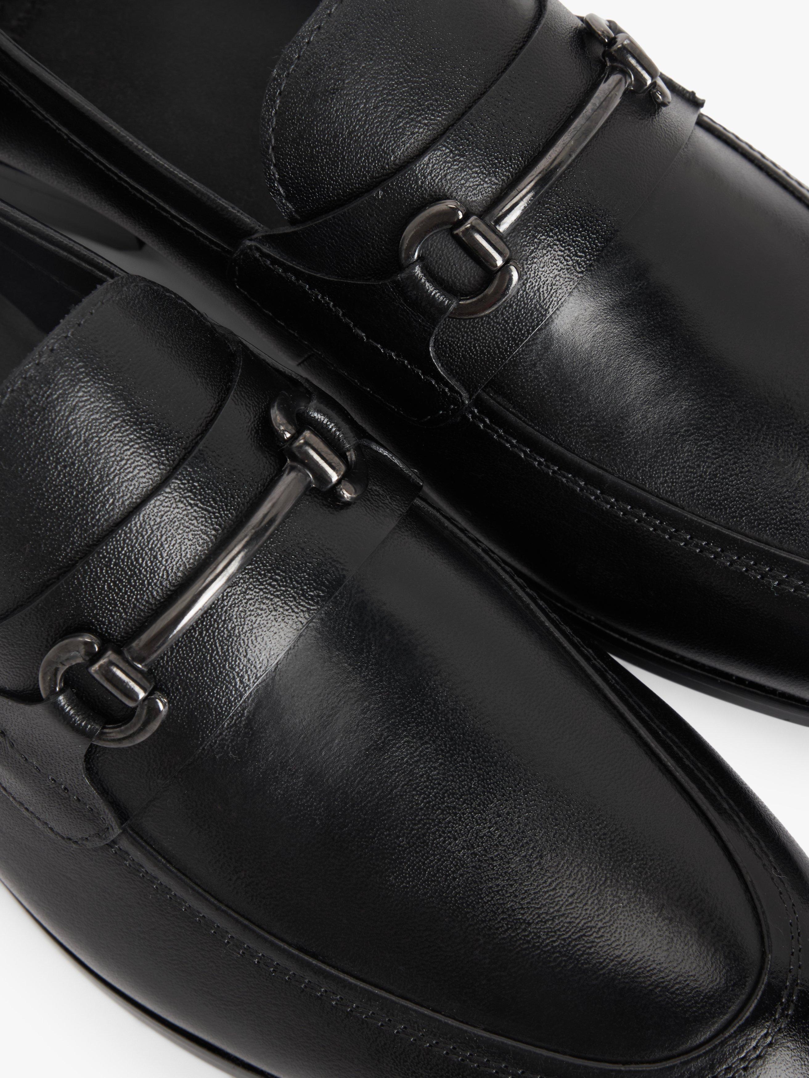 Product image 4 of 6, which shows John Lewis Elsworth Trim Leather Loafers, Black, 9