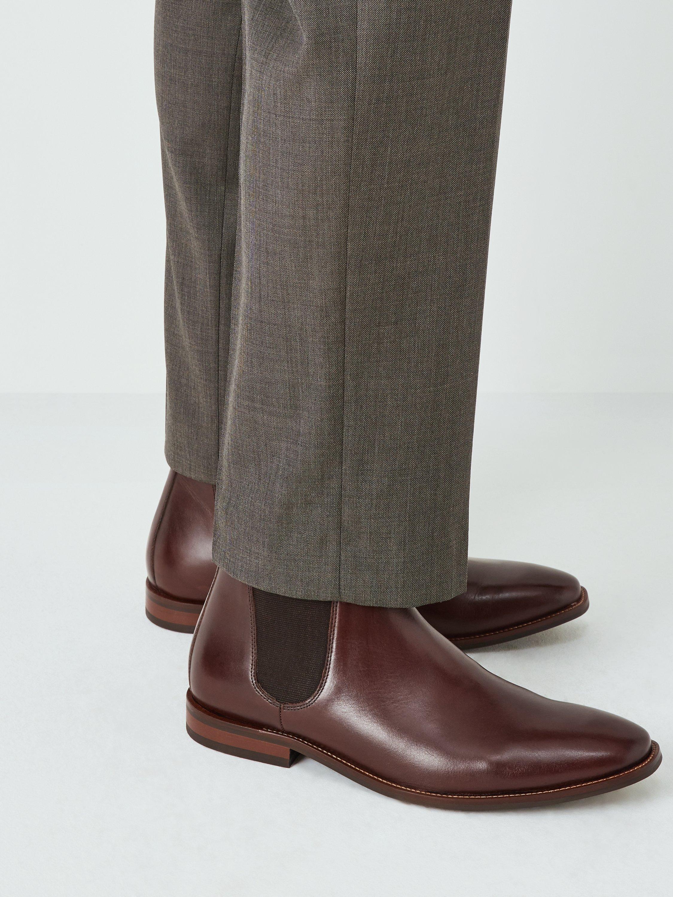John Lewis Elsworth Leather Chelsea Boots Brown Dark