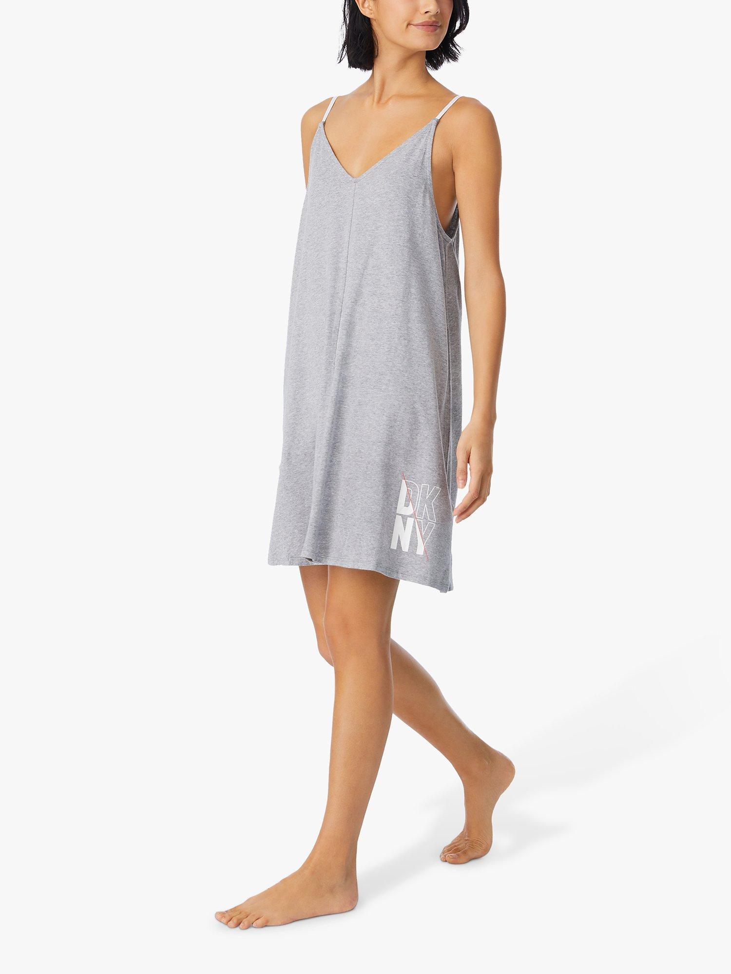 Product image 2 of 5, which shows DKNY Cotton Logo Night Dress, Grey, S