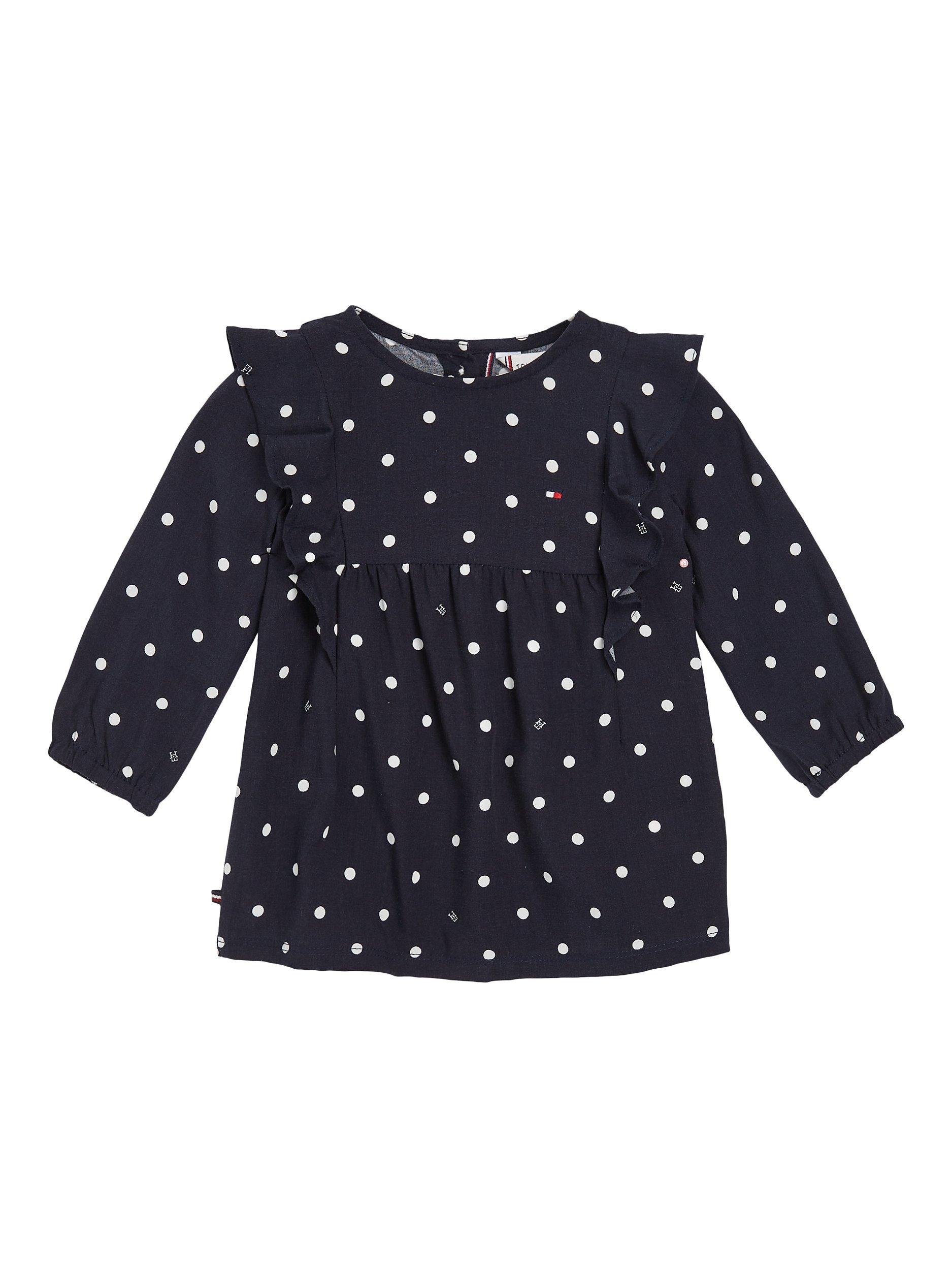 Tommy Hilfiger Baby Dot Monogram Logo Dress, Desert Sky