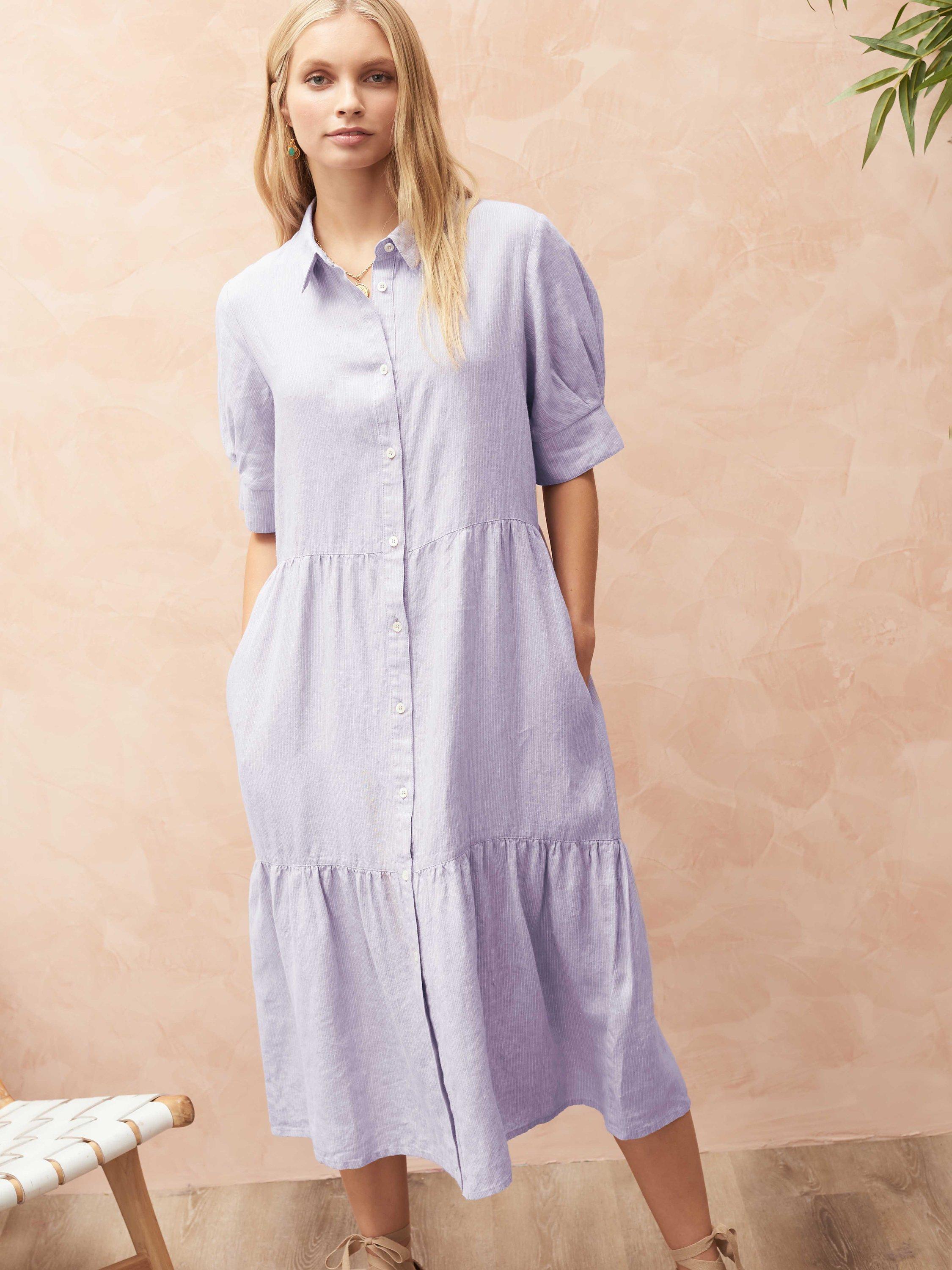 Brora Textured Stripe Midi Dress, Iris