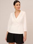 Adrianna Papell Crepe Pearl Tuxedo Top, Ivory