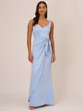 Adrianna Papell Satin Crepe Tie Waist Maxi Dress, Blue Breeze