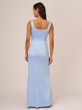 Adrianna Papell Satin Crepe Tie Waist Maxi Dress, Blue Breeze