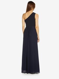 Adrianna Papell One Shoulder Chiffon Gown - view 2, Midnight