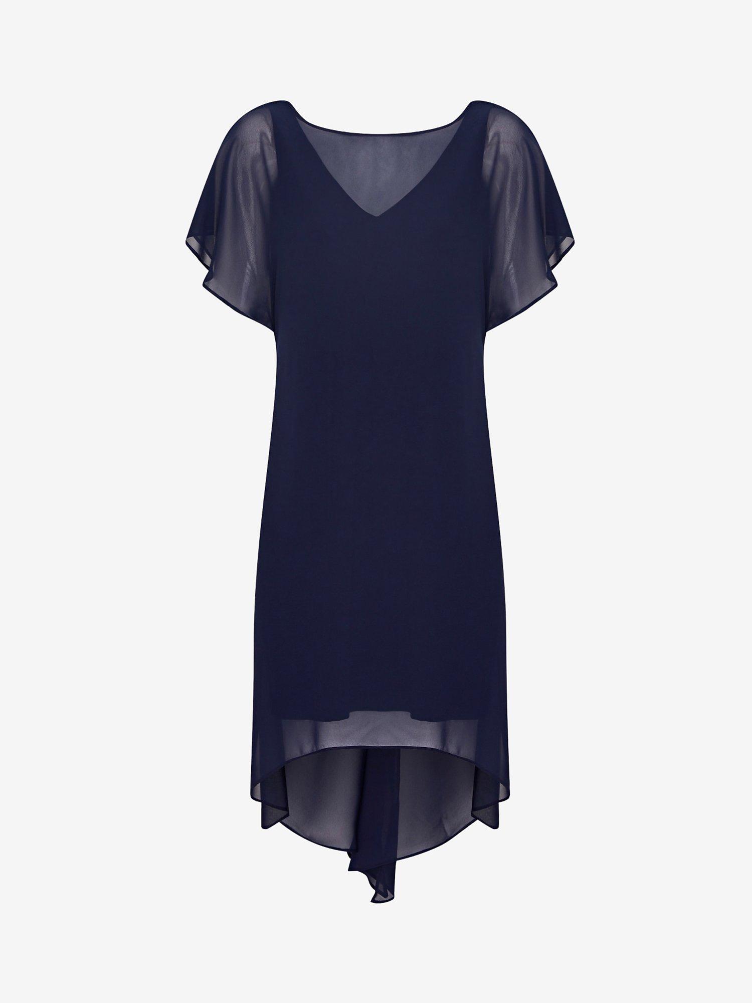 navy blue dress for baby girl ADRIANNA PAPELL AP1E209149 ONE SHOULDER CHIFFON LONG DRESS main image 0