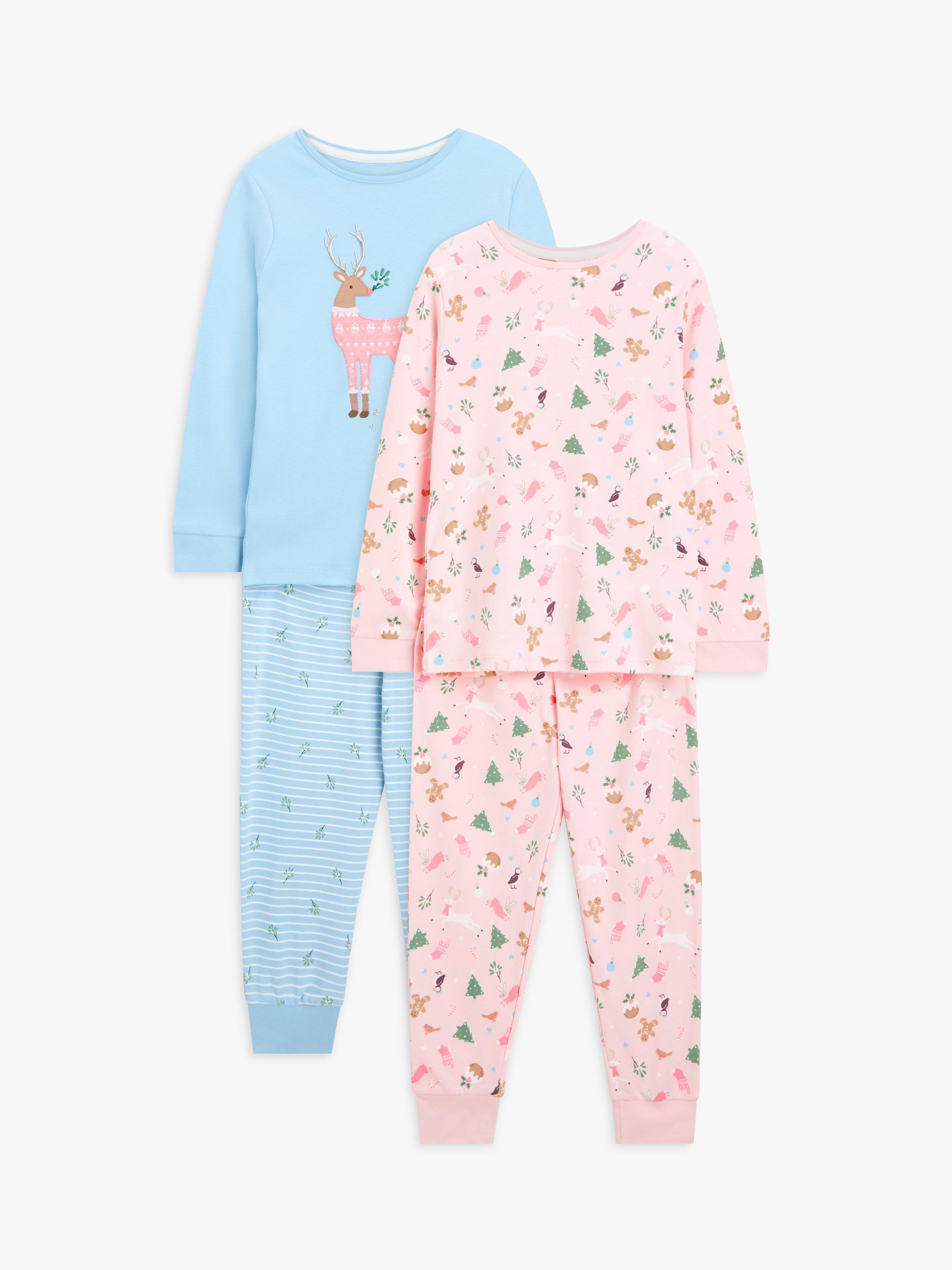 John Lewis Kids' Festive Reindeer Pyjamas, Pack of 2, Multi