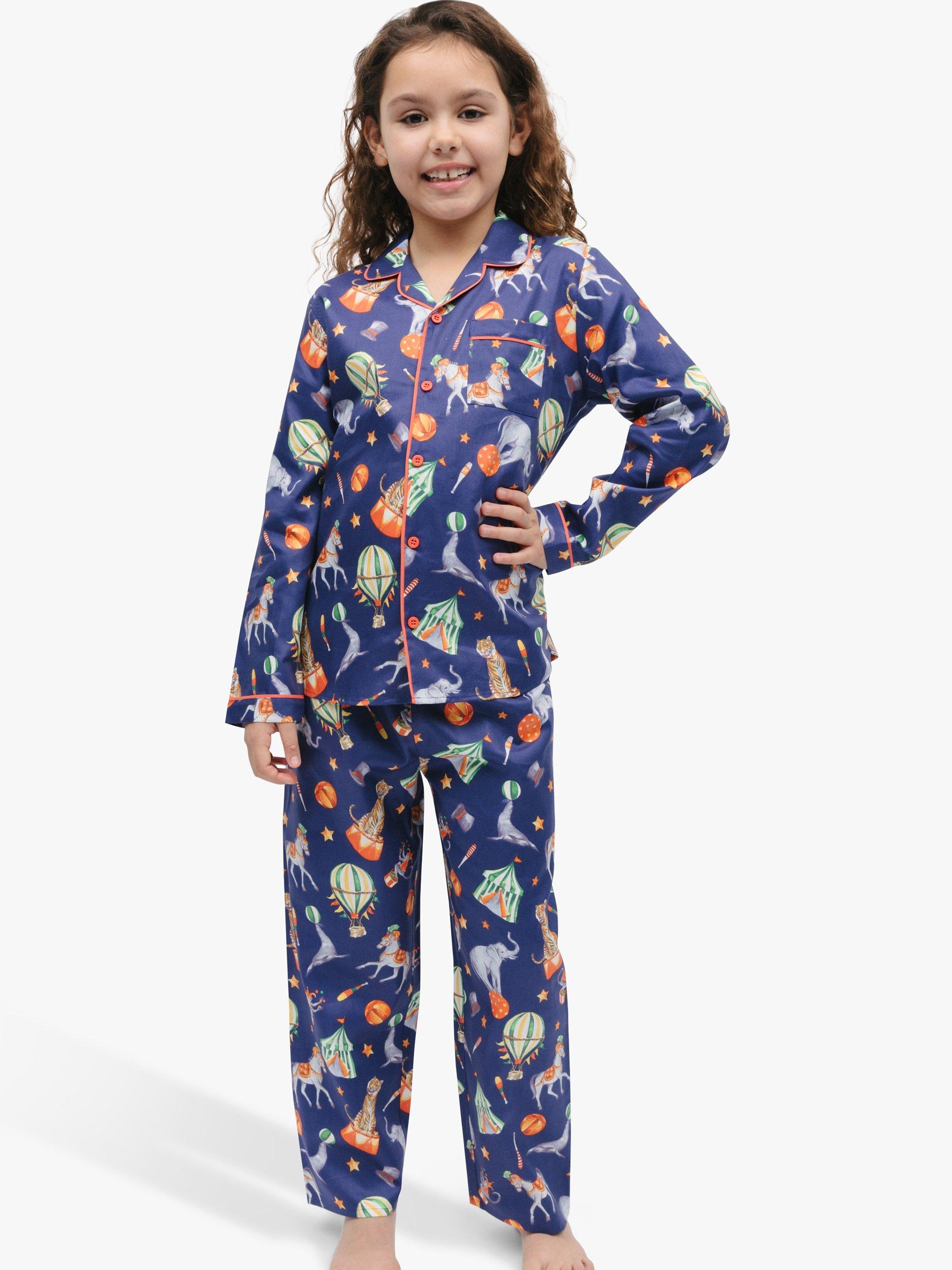 Product image 2 of 4, which shows Minijammies Kids' Charlie Circus Print Unisex Pyjamas, Blue, 8-9 years