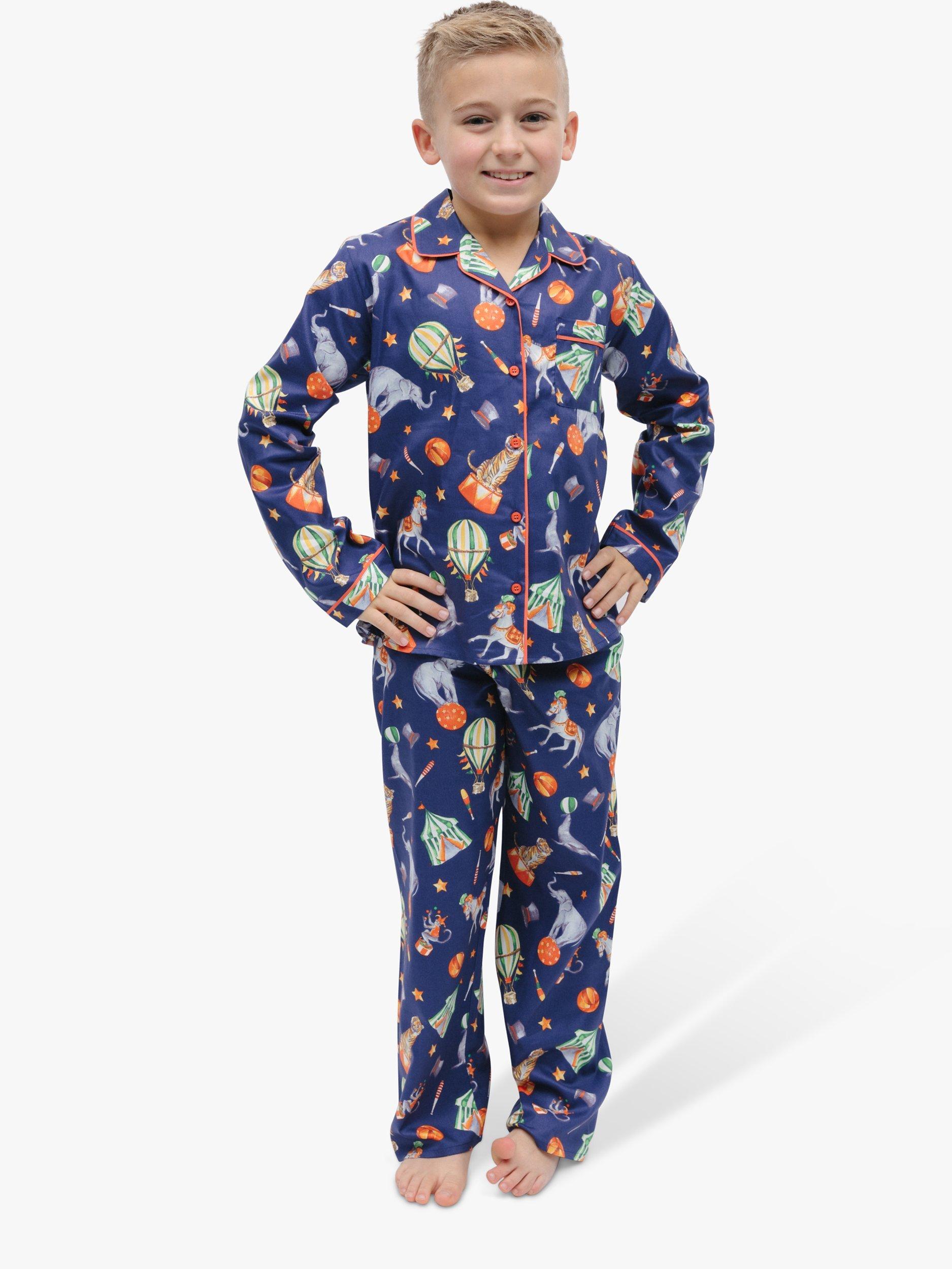 Product image 3 of 4, which shows Minijammies Kids' Charlie Circus Print Unisex Pyjamas, Blue, 8-9 years