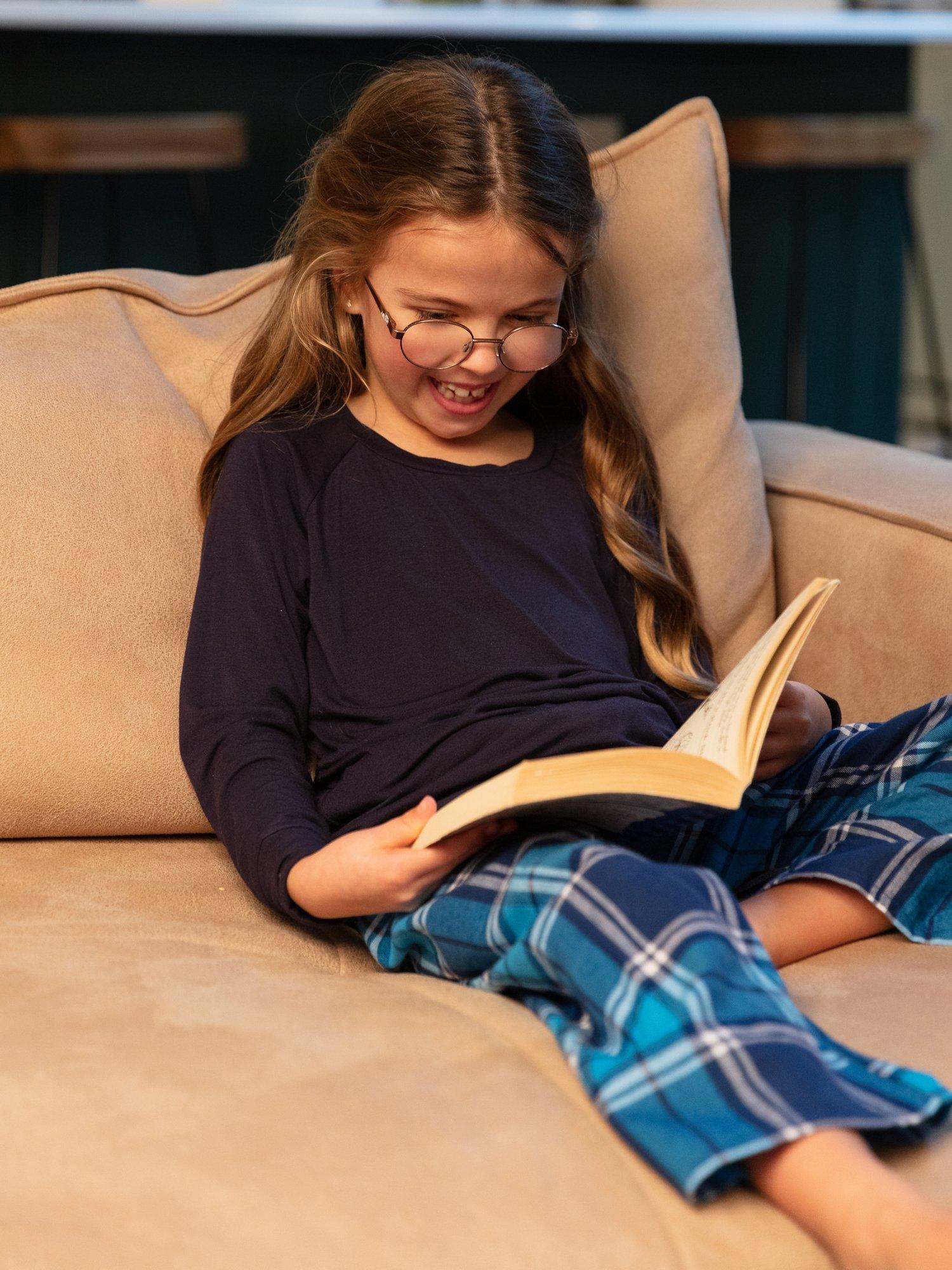 Product image 2 of 5, which shows Minijammies Kids' Felix Check Unisex Pyjamas, Dark Blue, 2-3 years