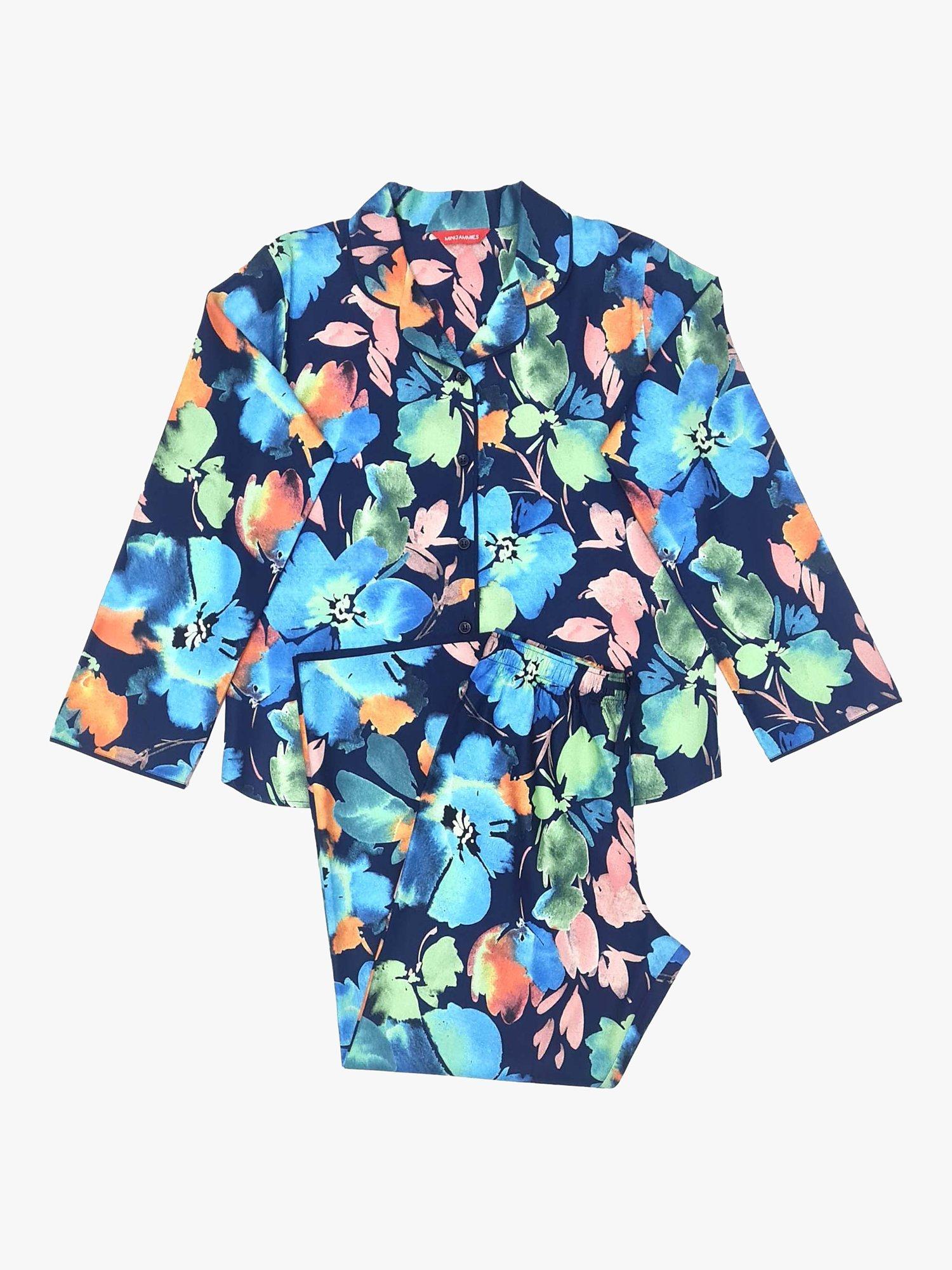 Product image 3 of 4, which shows Minijammies Kids' Bea Floral Pyjamas, Dark Blue, 2-3 years