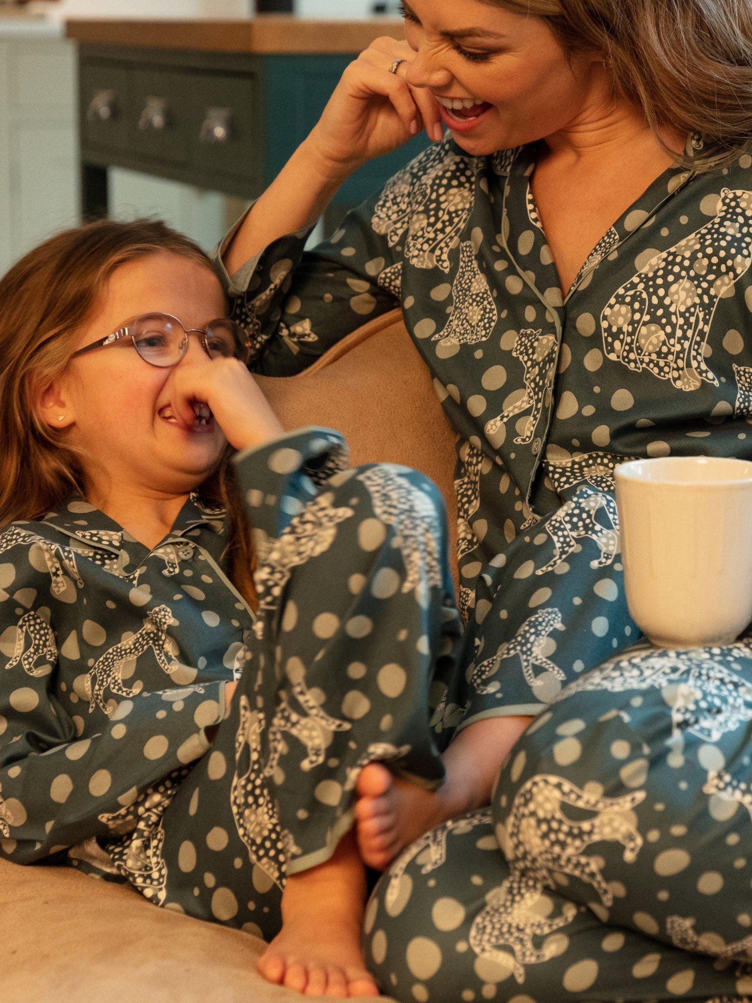 Product image 4 of 4, which shows Minijammies Kids' Hannah Leopard Print Pyjamas, Green, 8-9 years