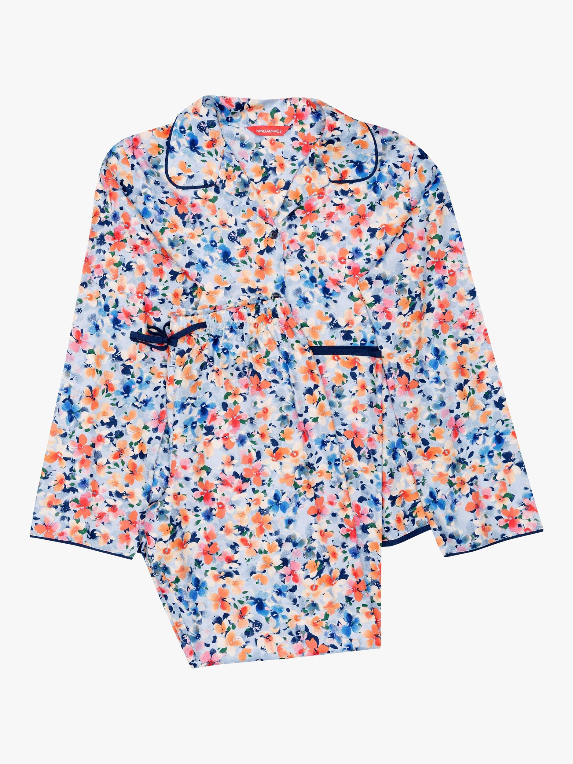 Product image 3 of 4, which shows Minijammies Kids' Bea Ditsy Floral Print Pyjamas, Light Blue/Multi, 10-11 years