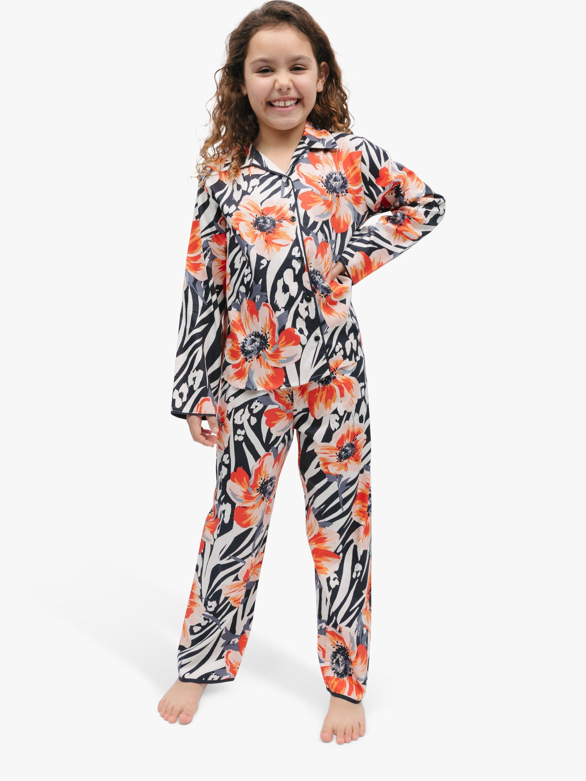 Product image 1 of 4, which shows Minijammies Kids' Nicole Animal and Floral Print Pyjamas, Multi, 2-3 years
