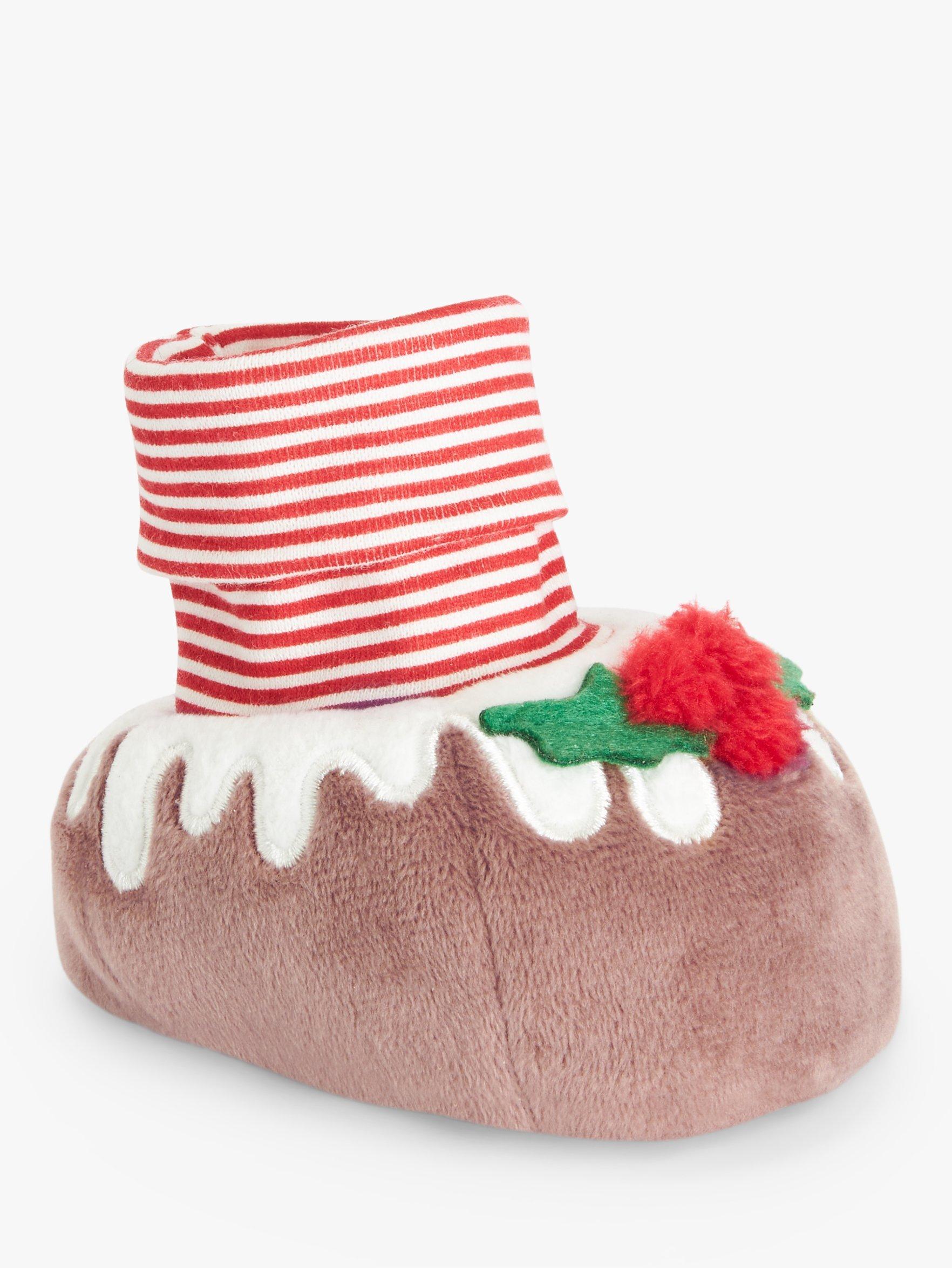 John Lewis Baby Christmas Pudding Booties, Red/Multi