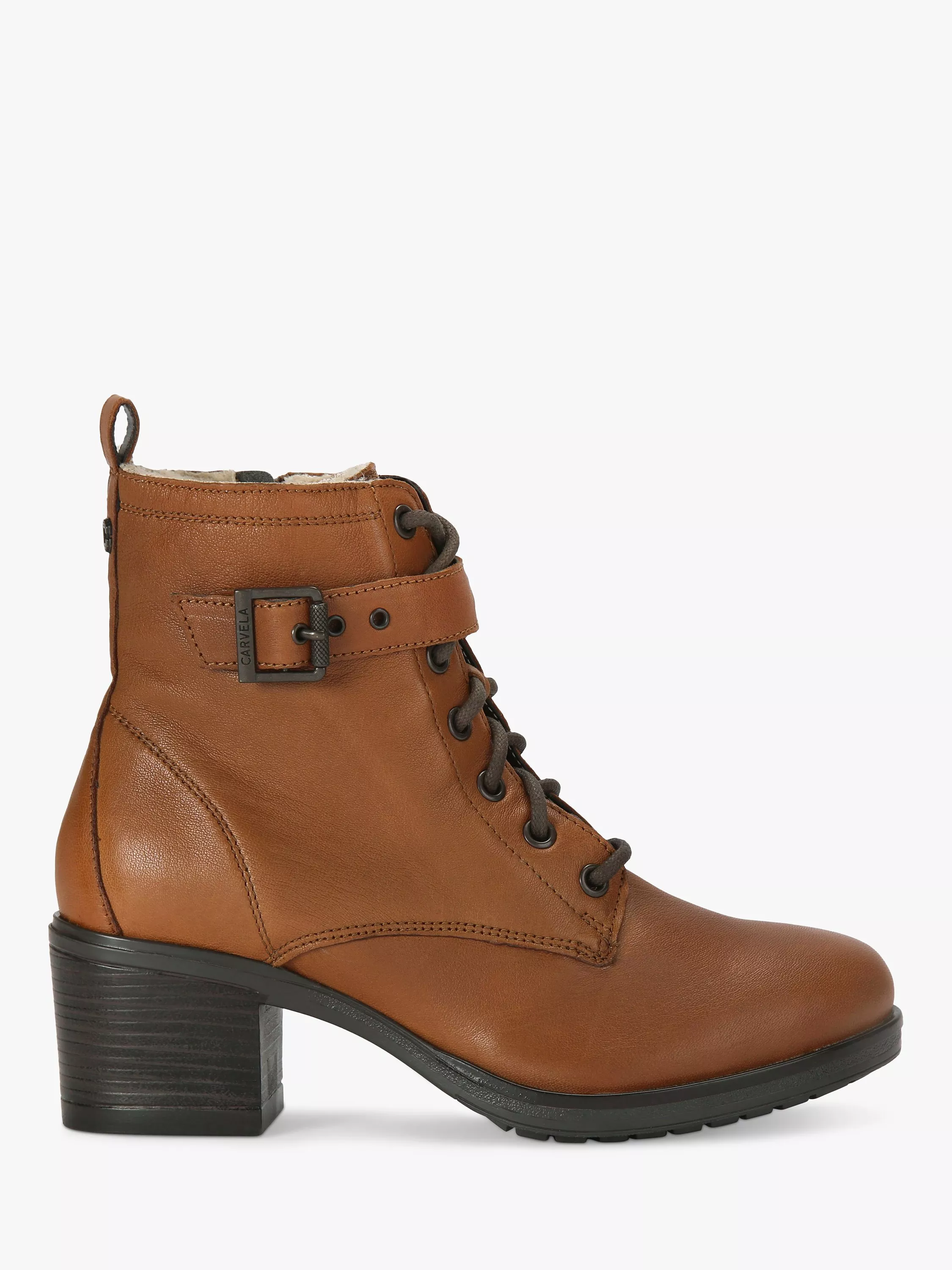 Carvela Snug Leather Heeled Ankle Boots Tan