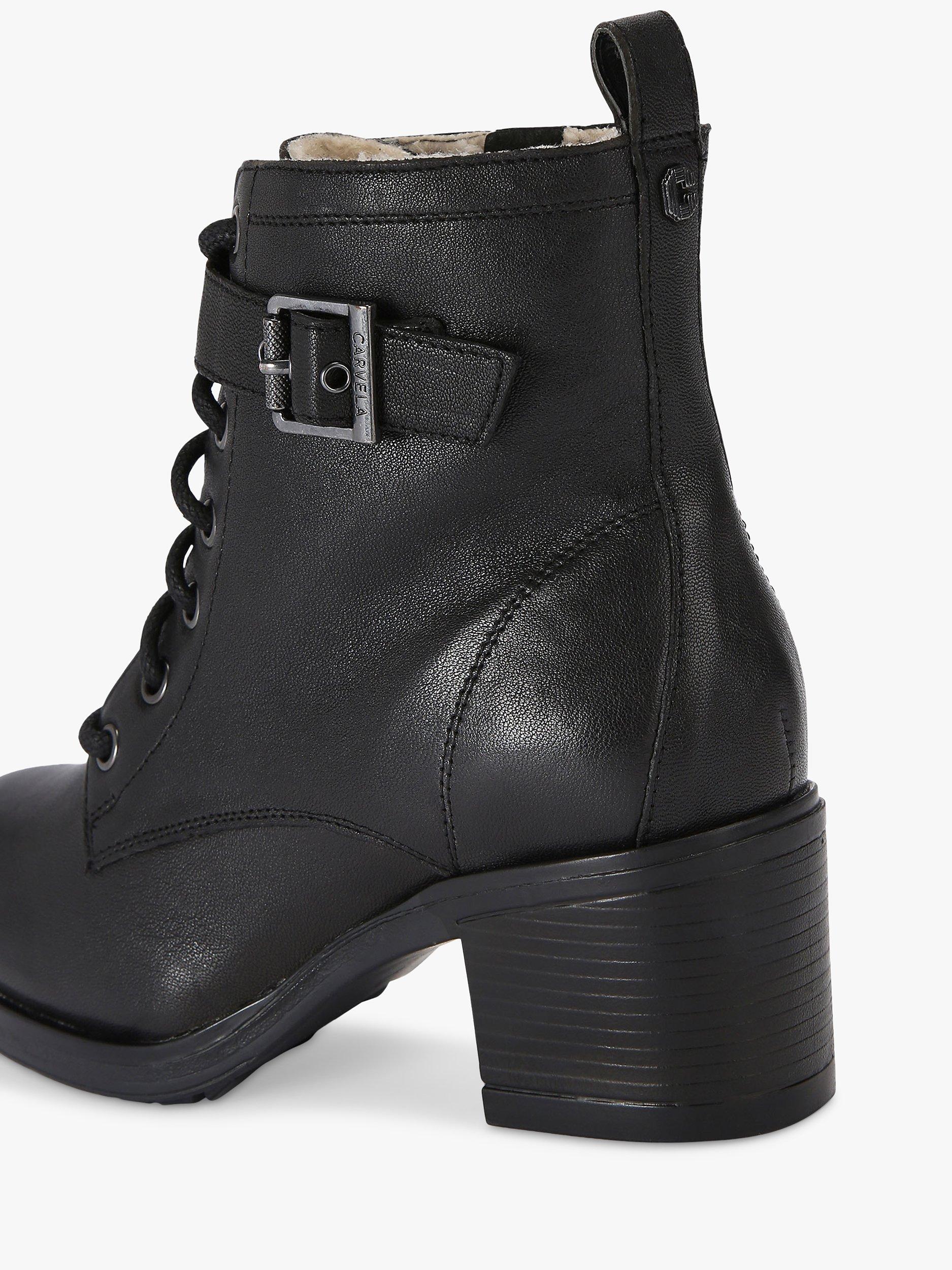 Carvela Snug Leather Lace Up Ankle Boots Black