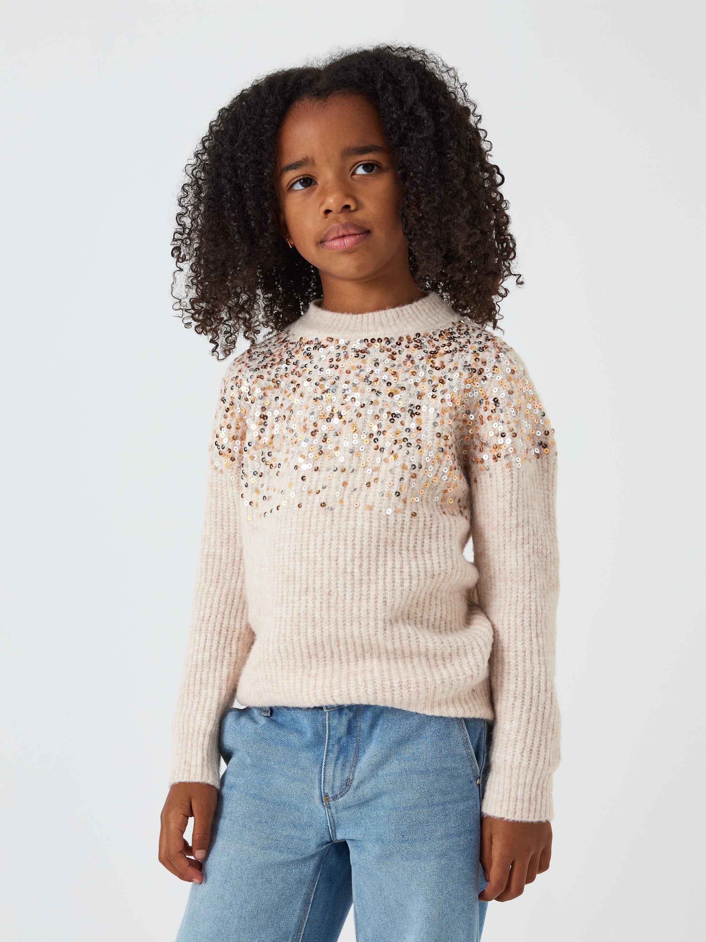 John Lewis Kids' Sequin Jumper, Oatmeal