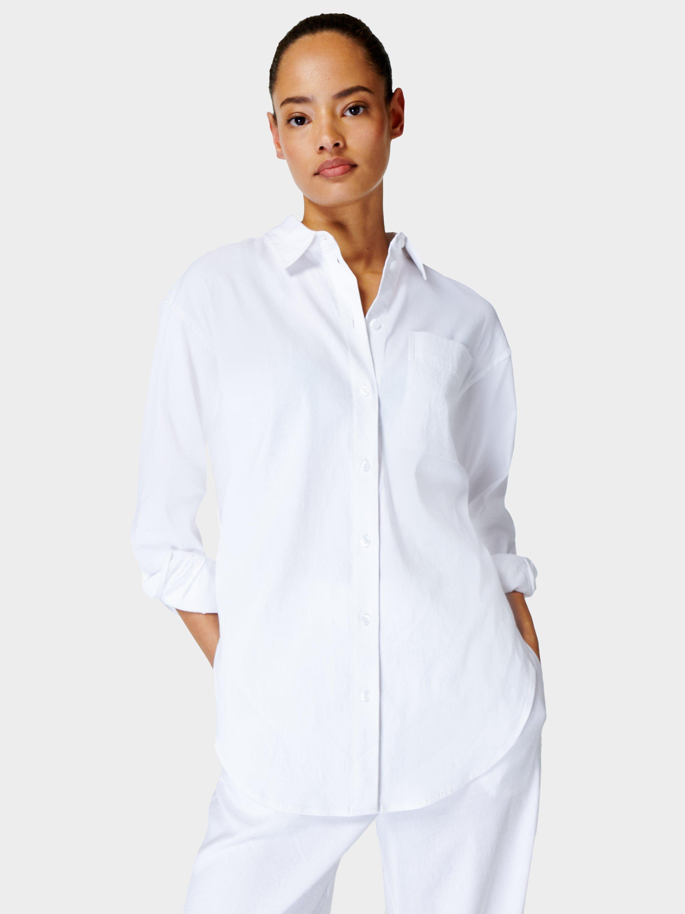 Sweaty Betty Summer Stretch Linen Blend Relaxed Shirt, White