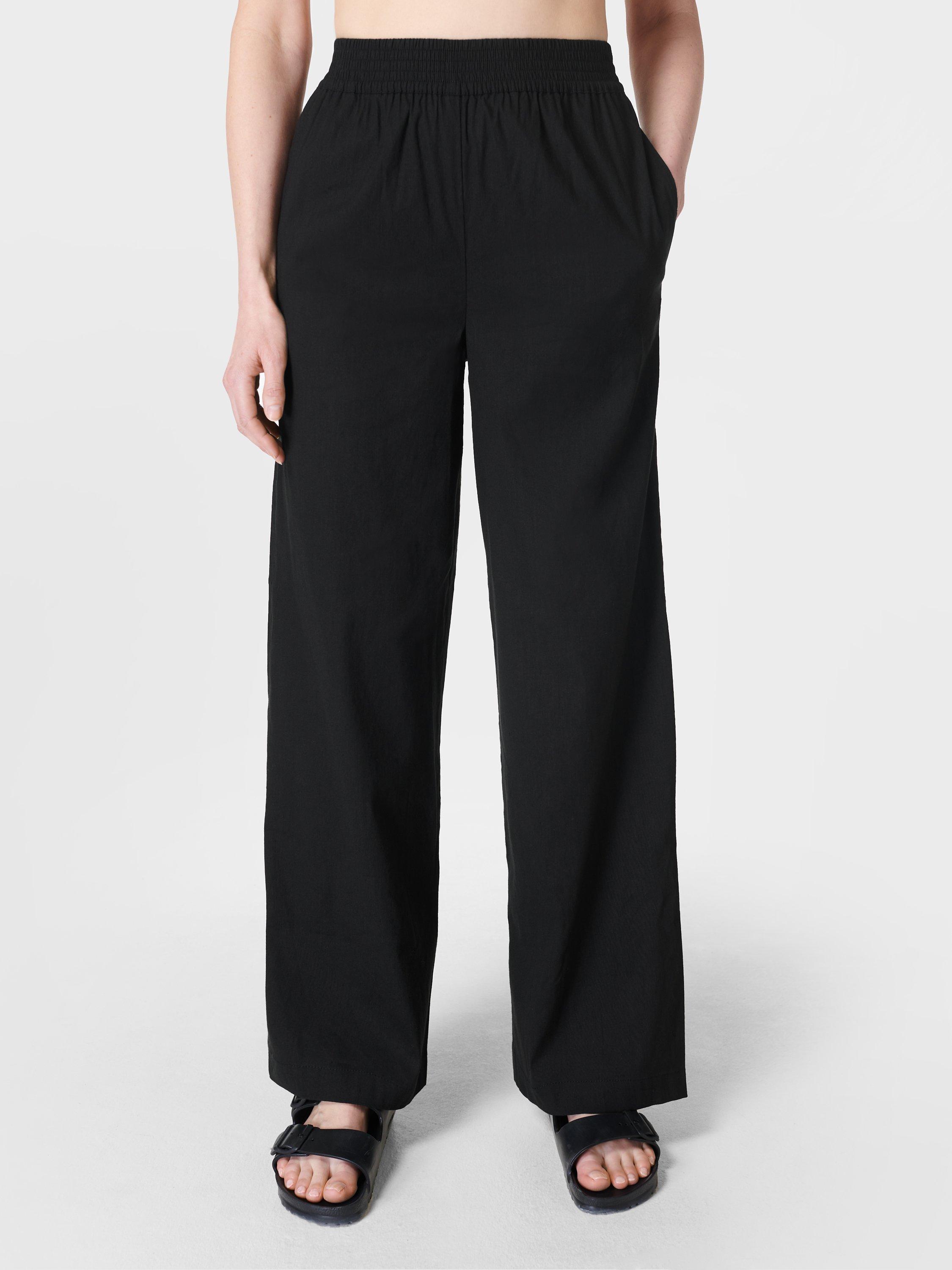 Sweaty Betty Summer Stretch Linen Blend Wide Leg Trousers, Black