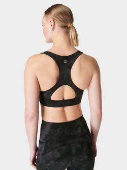 Sweaty Betty Super Soft Reversible Yoga Sports Bra - view 2, Black Spray Print