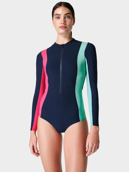 Sweaty Betty Tidal Long Sleeve Swimsuit, French Navy