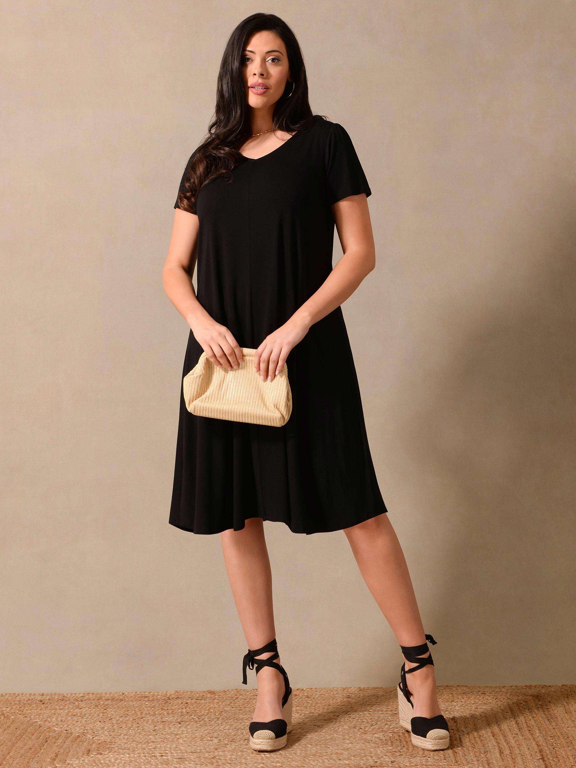 Live Unlimited Curve Plain Jersey T-Shirt Dress, Black