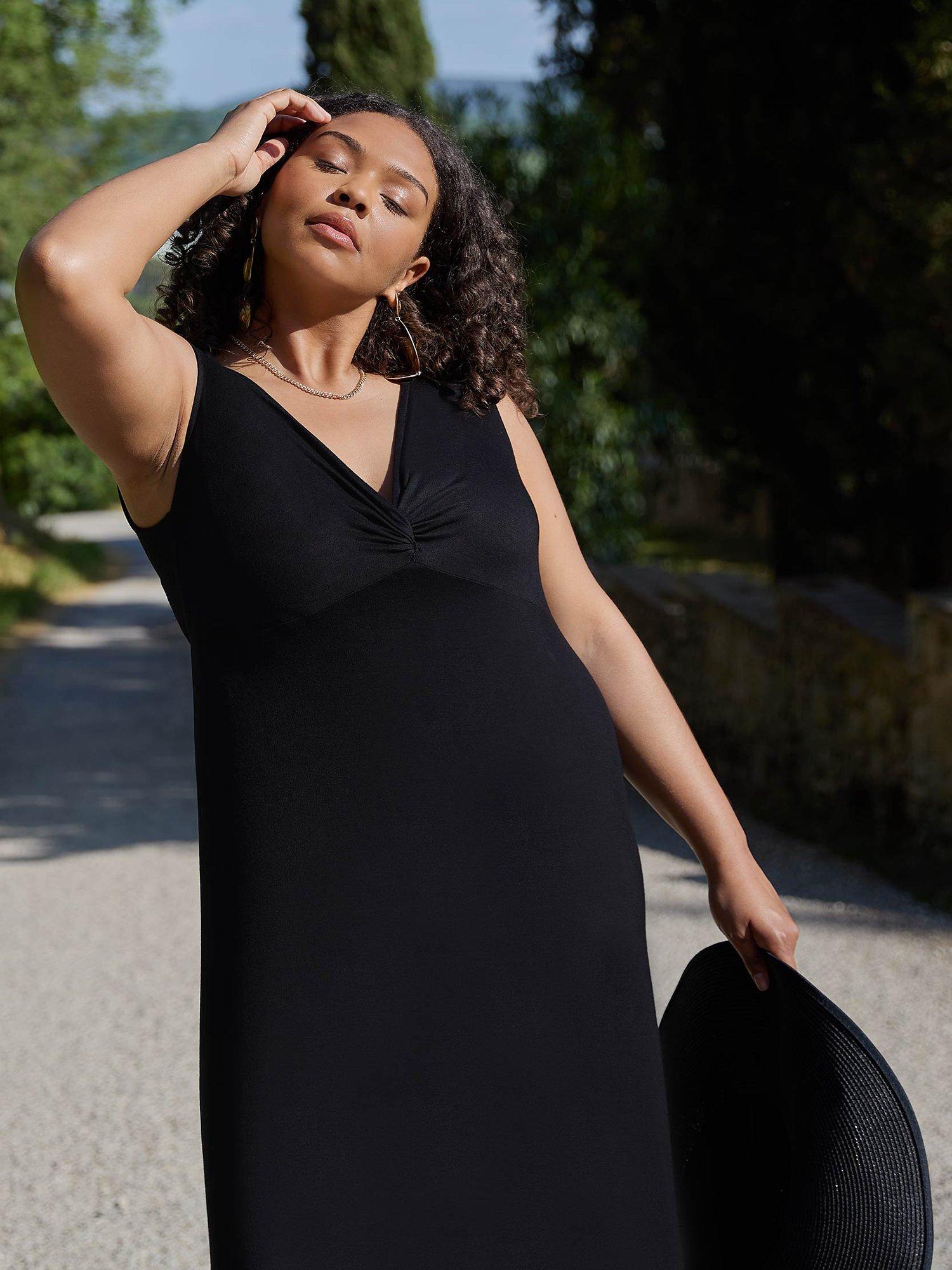 Live Unlimited Curve Black Knot Maxi Dress, Black