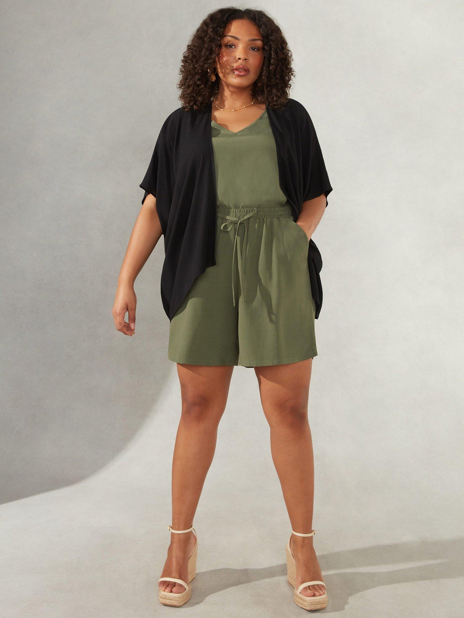 Live Unlimited Curve Plain Kimono Sleeve Jacket, Black