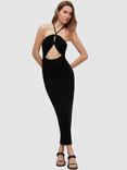 AllSaints Toni Halterneck Bodycon Midi Dress, Black